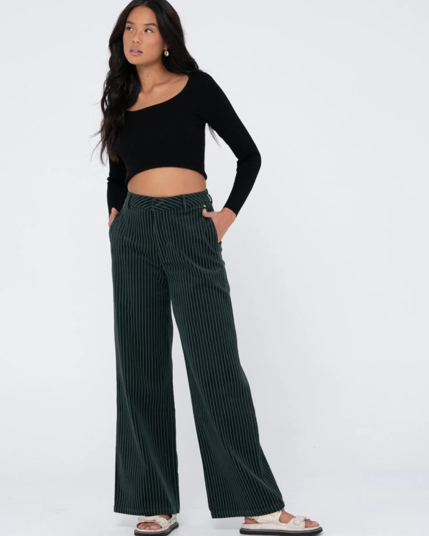 Womens Rusty Amanda High Waisted Wide Leg Cord Pant