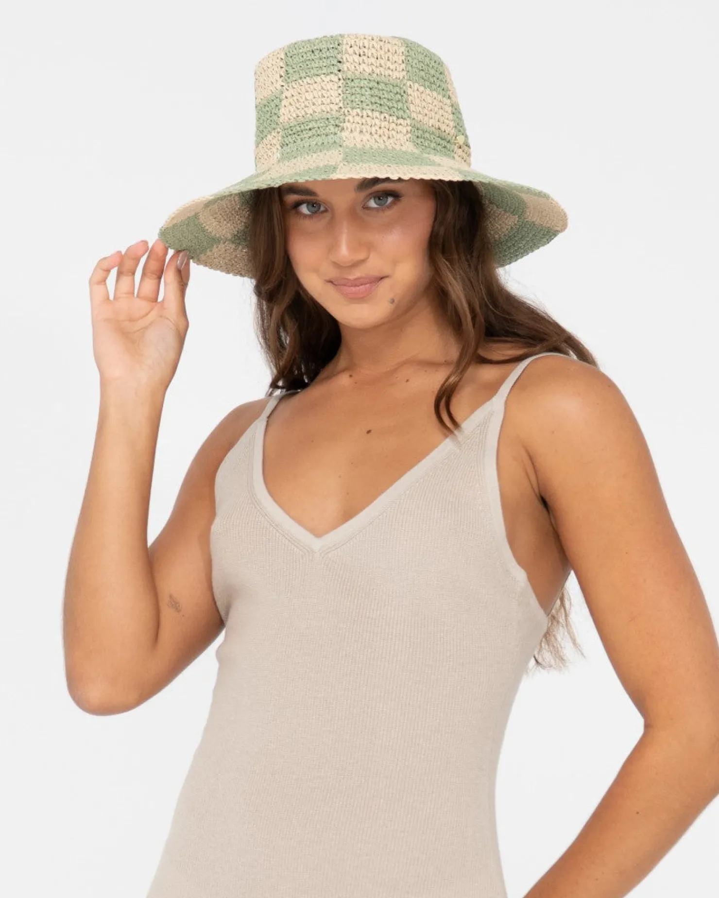 Womens Rusty Ariel Natural Straw Bucket Hat