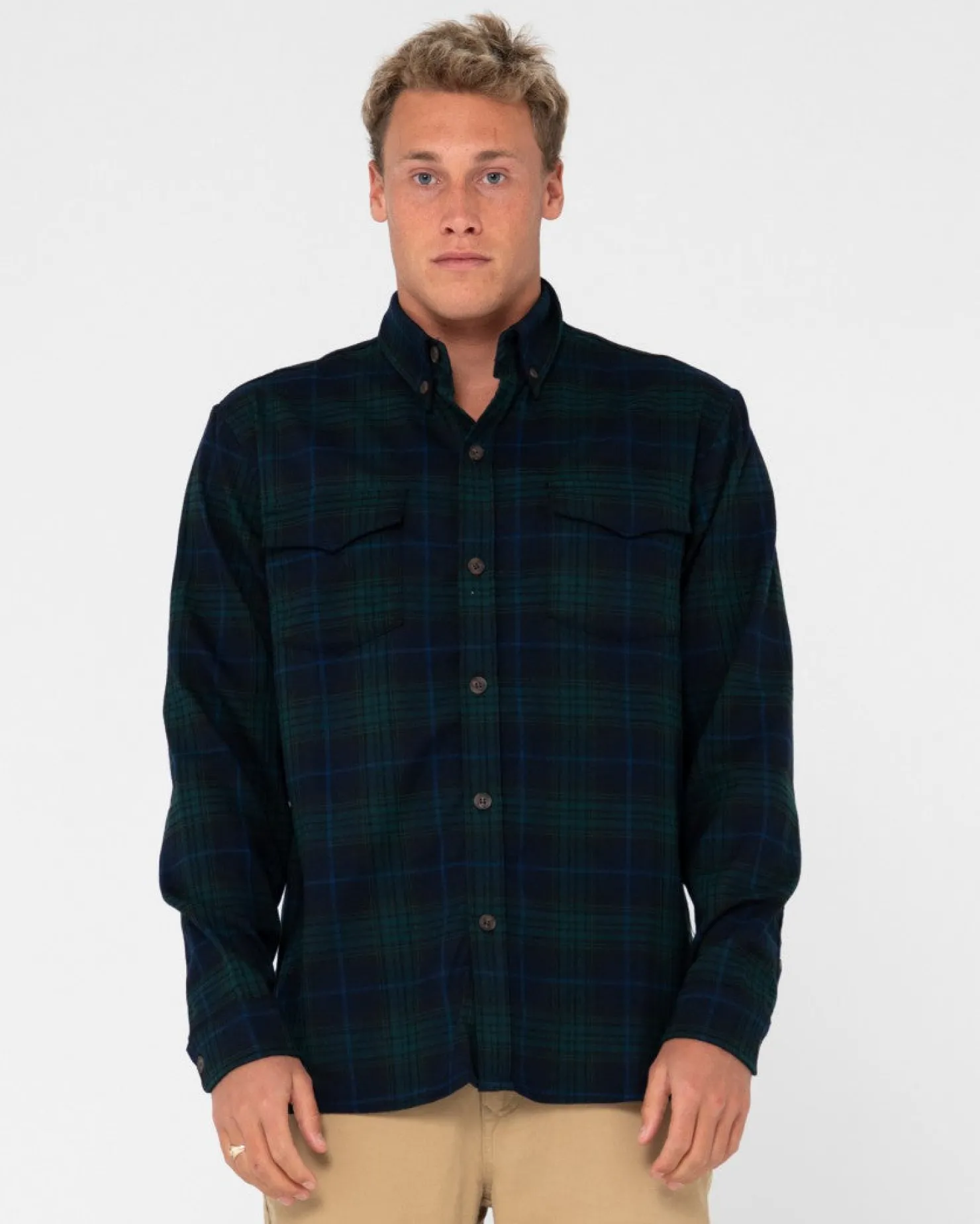 Mens Rusty Black Watch Long Sleeve Flannel Shirt