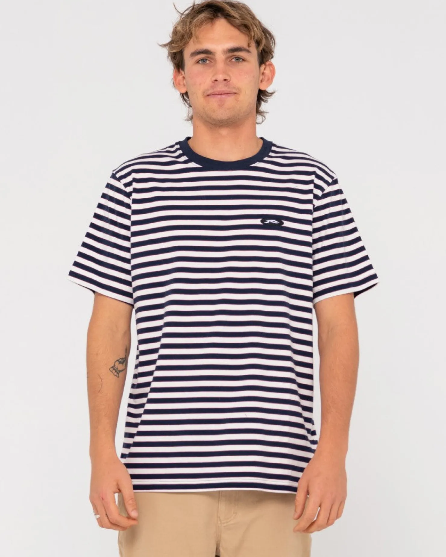 Mens Rusty Blazewater Short Sleeve Striped Tee