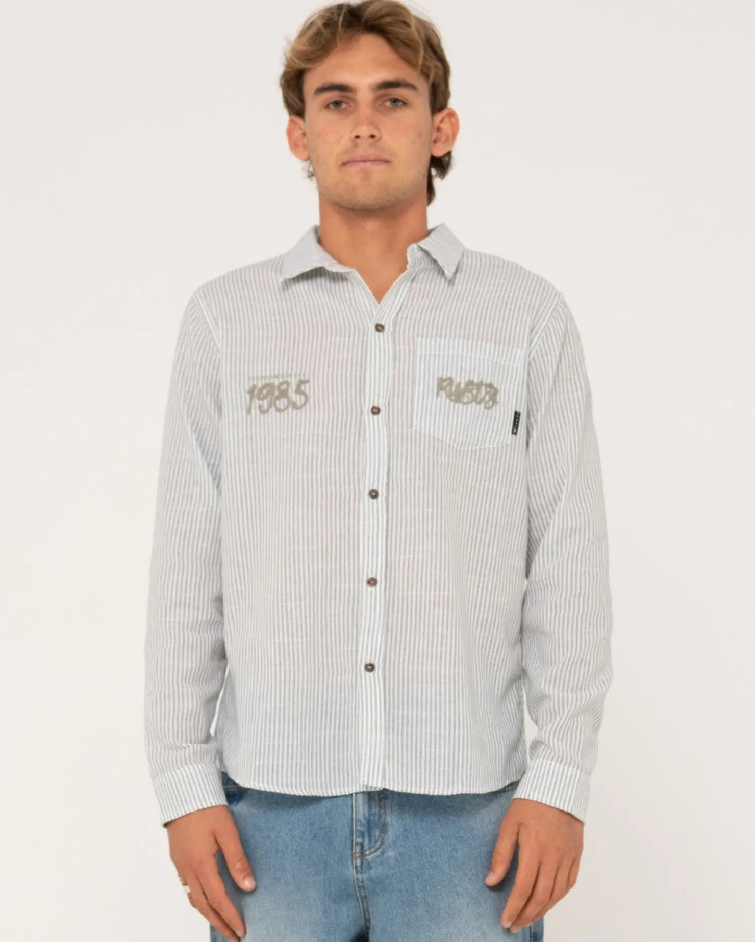 Mens Rusty Boat Day Linen Long Sleeve Shirt