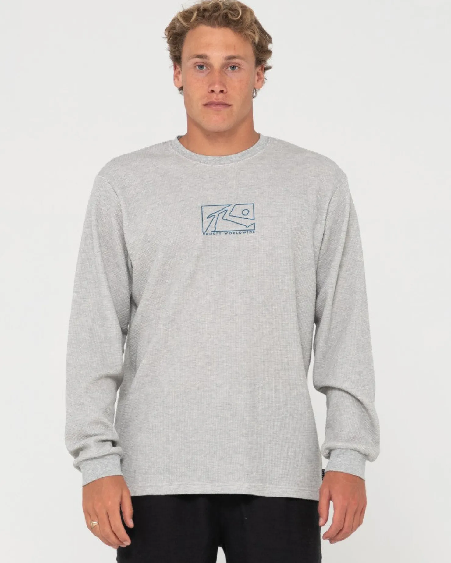 Mens Rusty Boxed Out Waffle Long Sleeve Tee