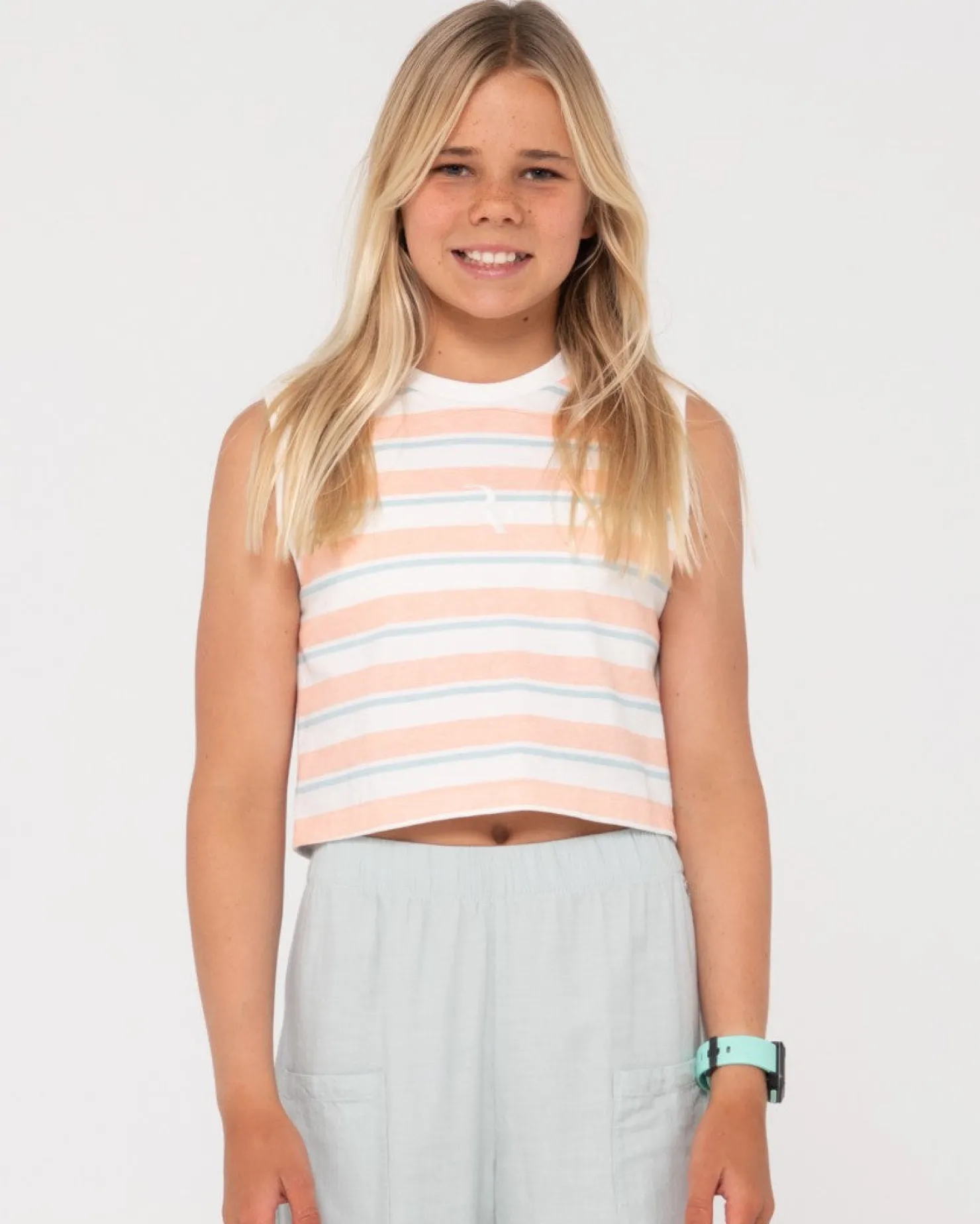 Kids Rusty Camila Stripe Muscle Tank Girls