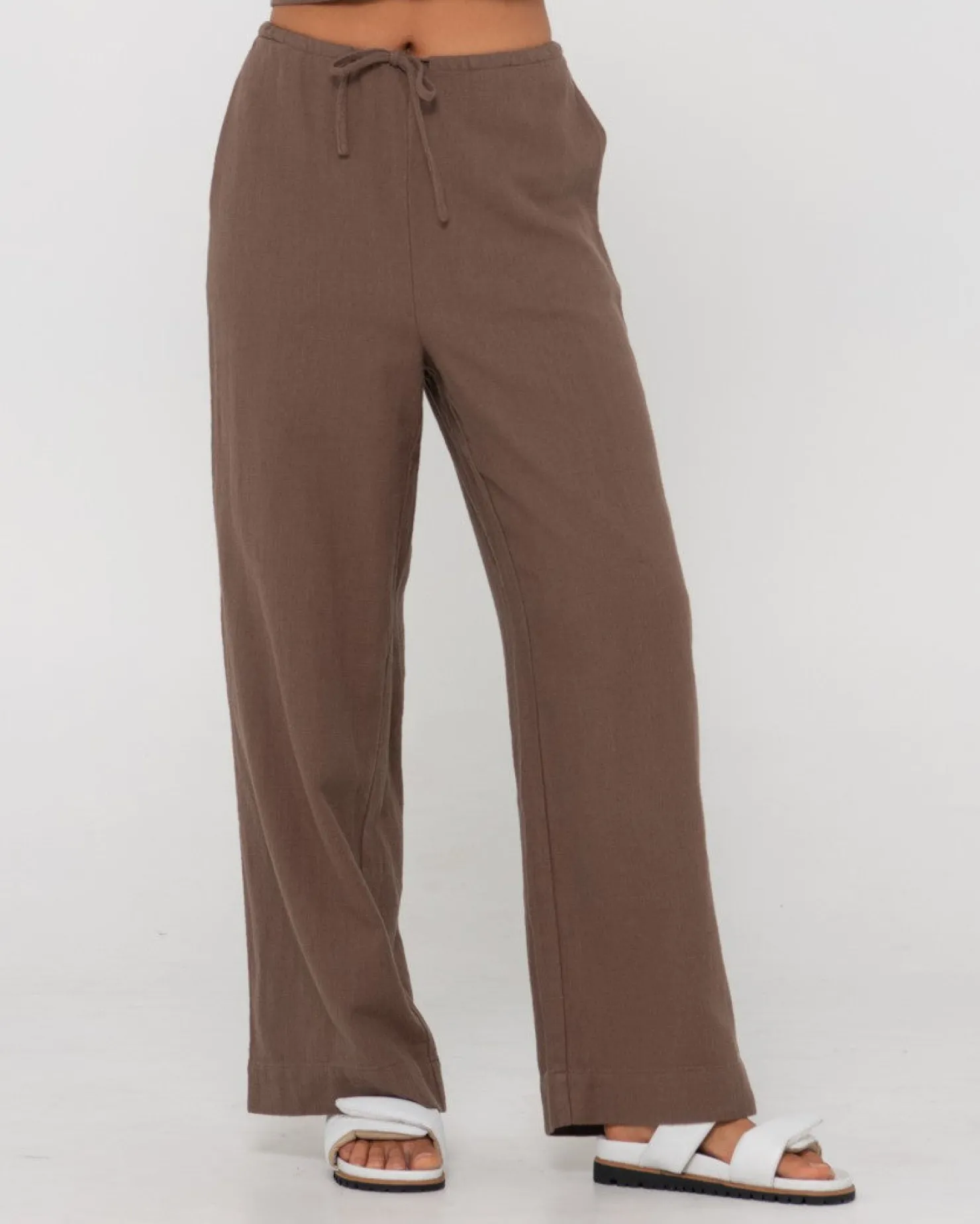 Womens Rusty Carolina High Waisted Relaxed Fit Linen Pant