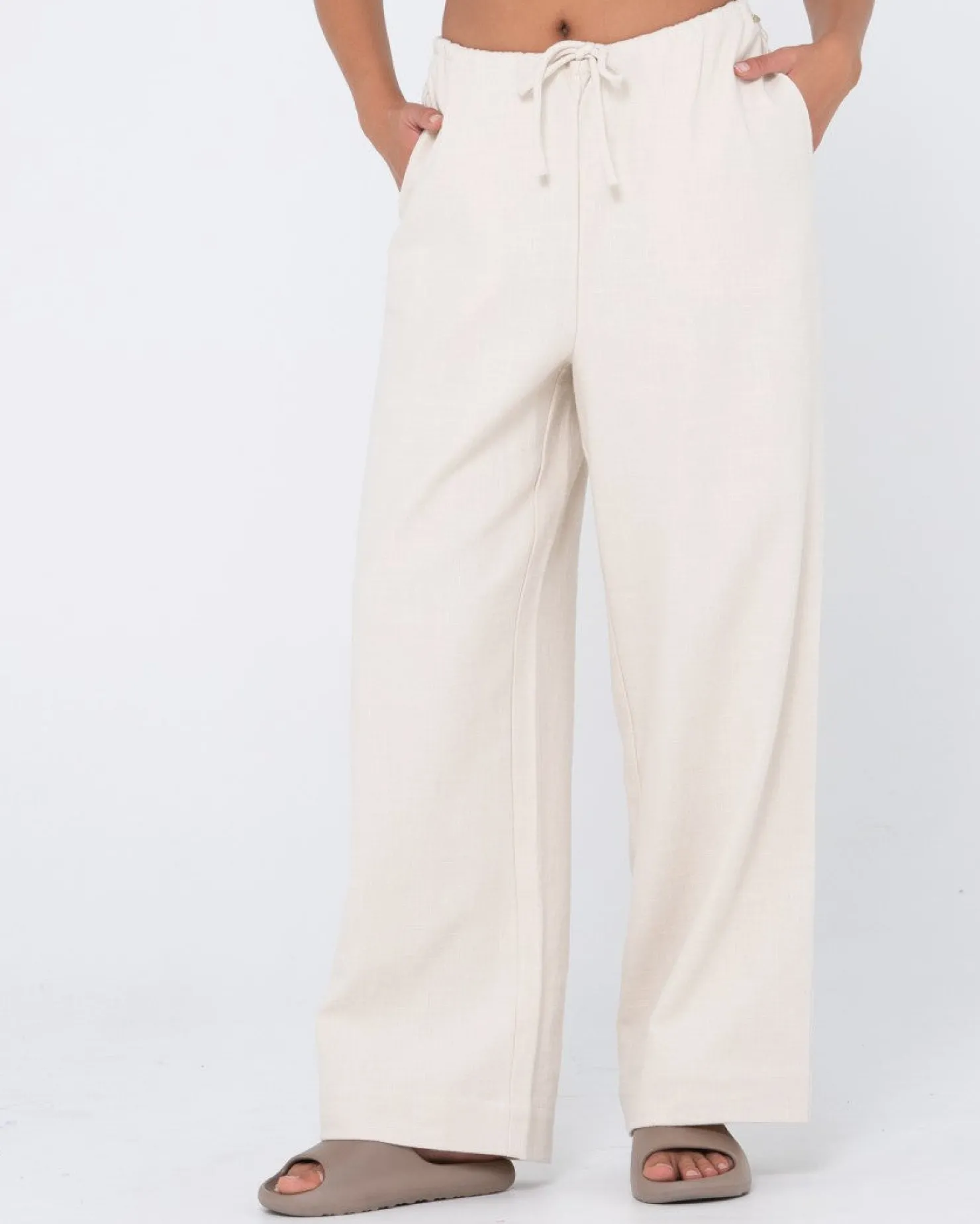 Womens Rusty Carolina High Waisted Relaxed Fit Linen Pant