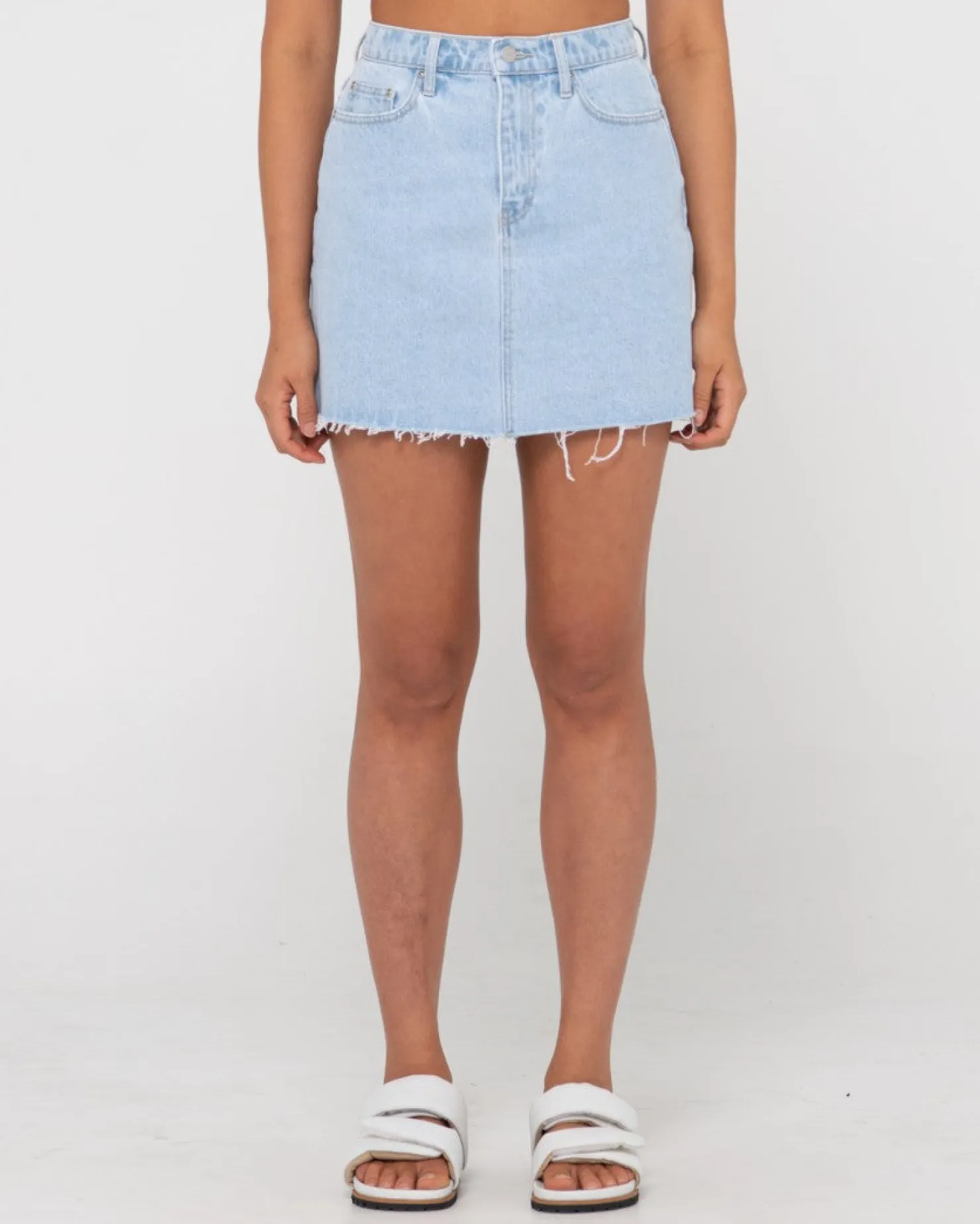 Womens Rusty Celeste High Waisted Frayed Denim Skirt