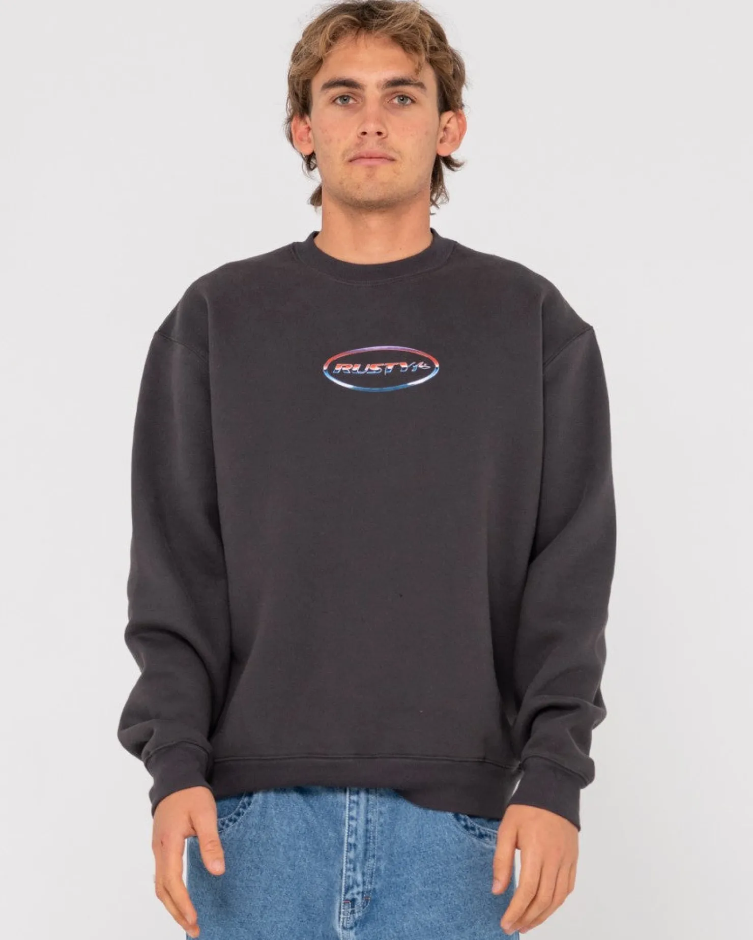 Mens Rusty Chromatose Relaxed Super Fleece Crew