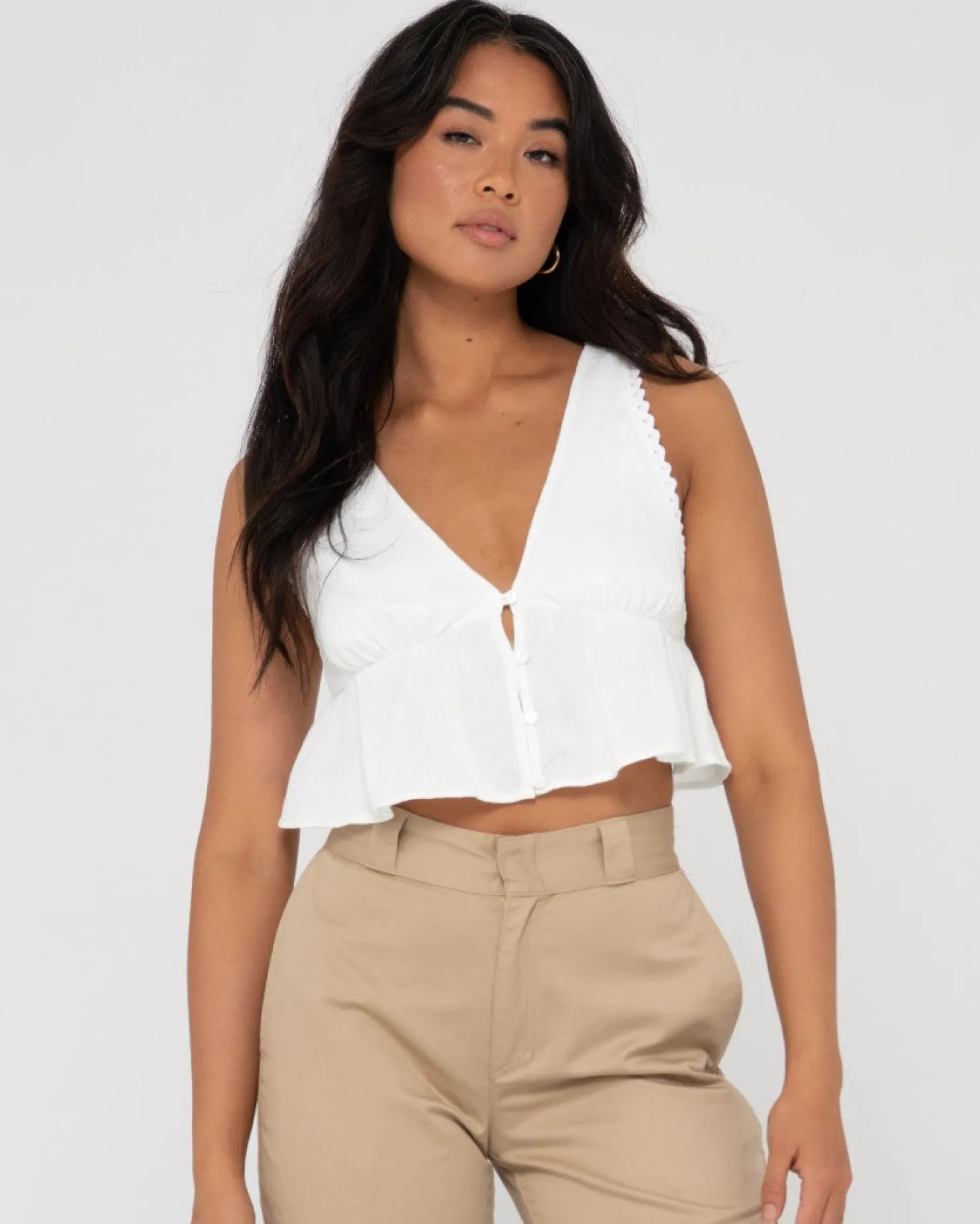 Womens Rusty Coco V Neck Crop Top