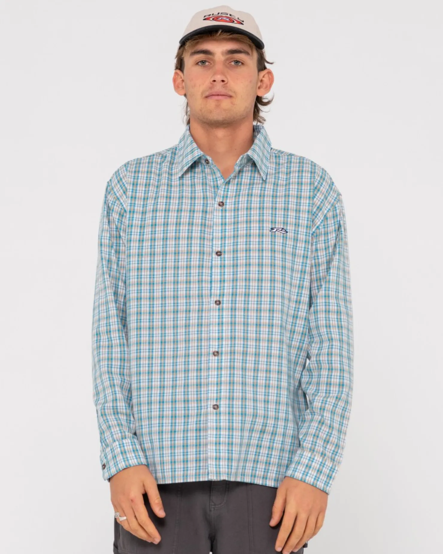 Mens Rusty Datsun Relaxed Check Long Sleeve Shirt