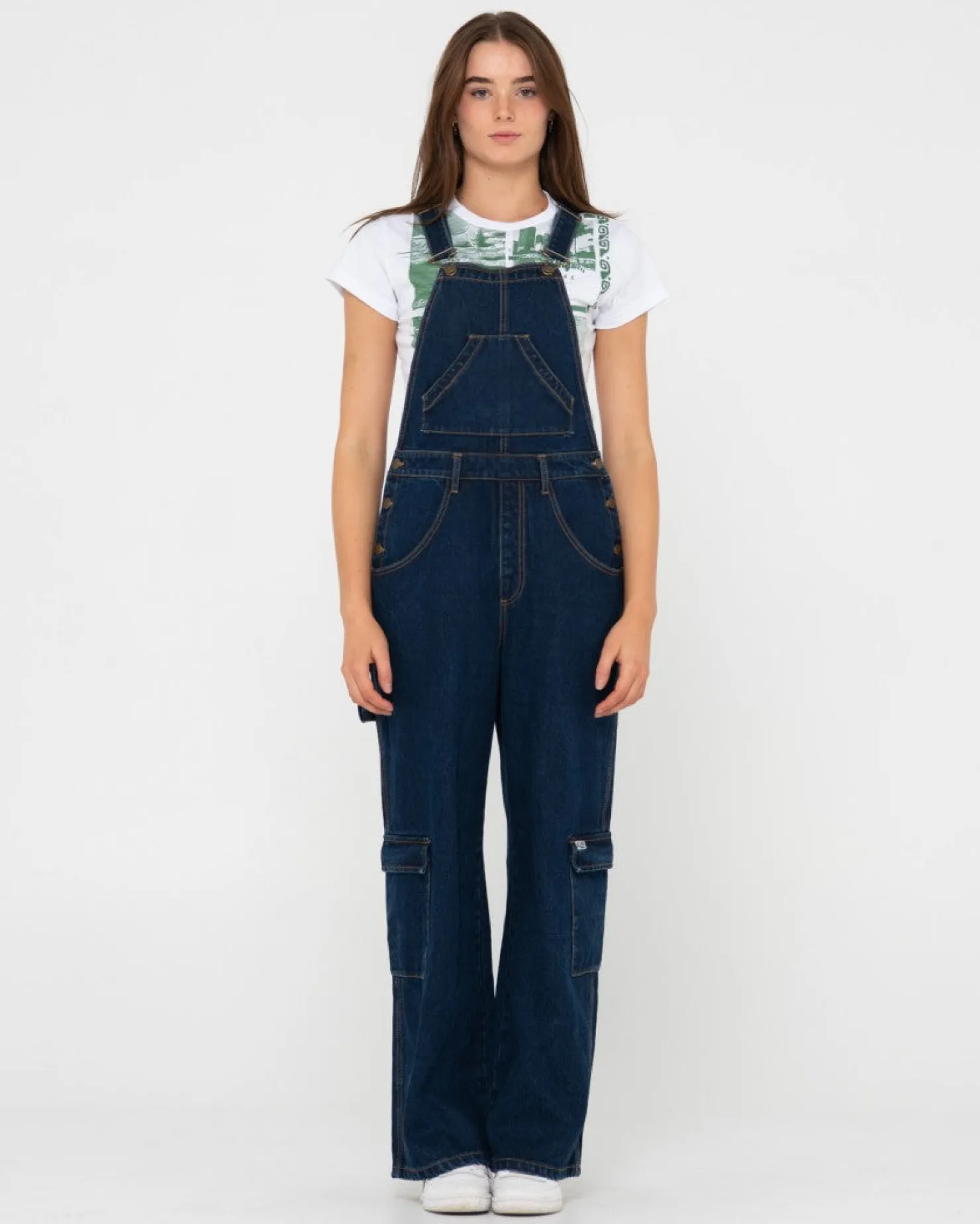 Womens Rusty Dax Denim Cargo Overalls