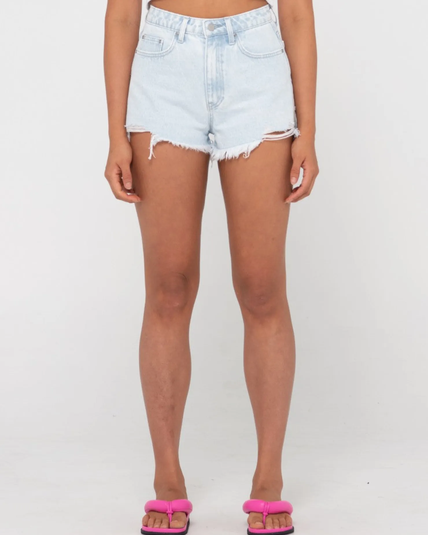 Womens Rusty Dime High Waisted Frayed Denim Short