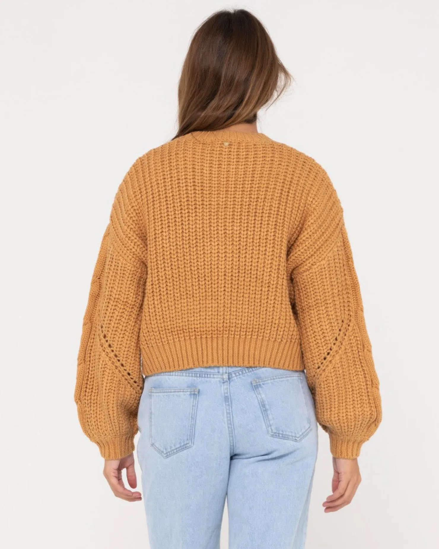 Womens Rusty Folktale Relaxed Fit Chunky Crop Knit