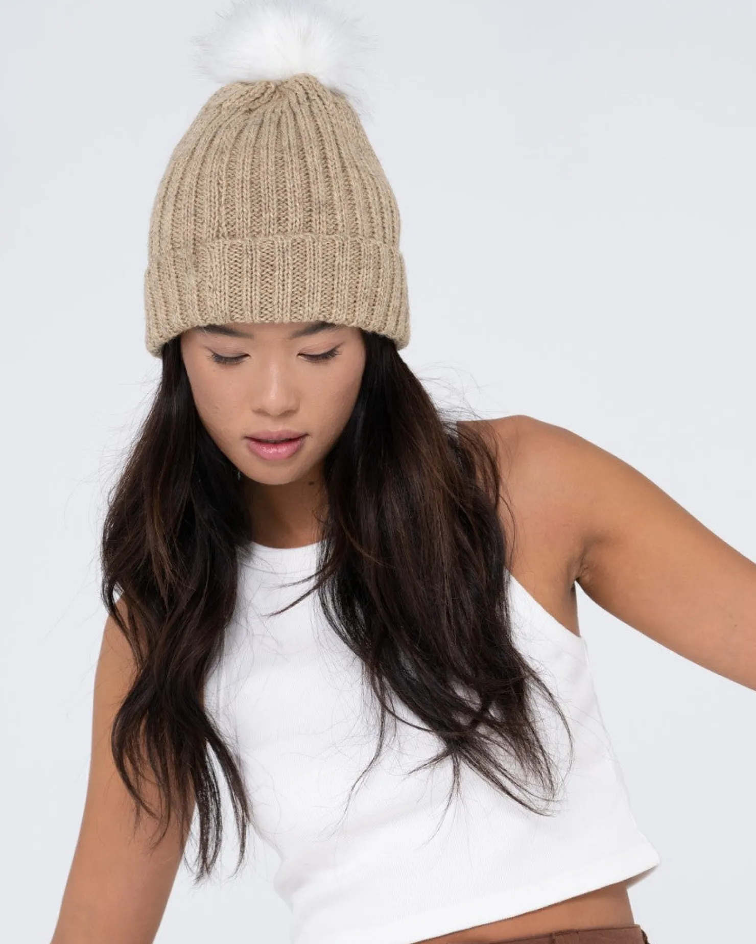 Womens Rusty Homeslice Pom Pom Beanie