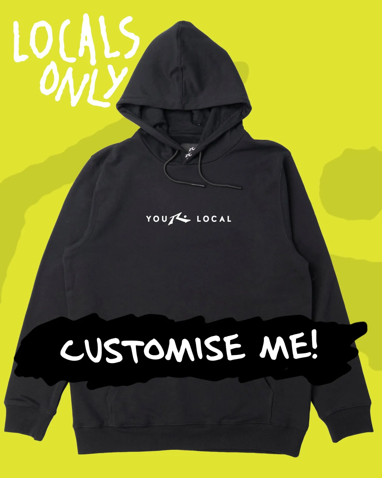 Womens Rusty Locals Only Custom Printed Fleece Hoodie