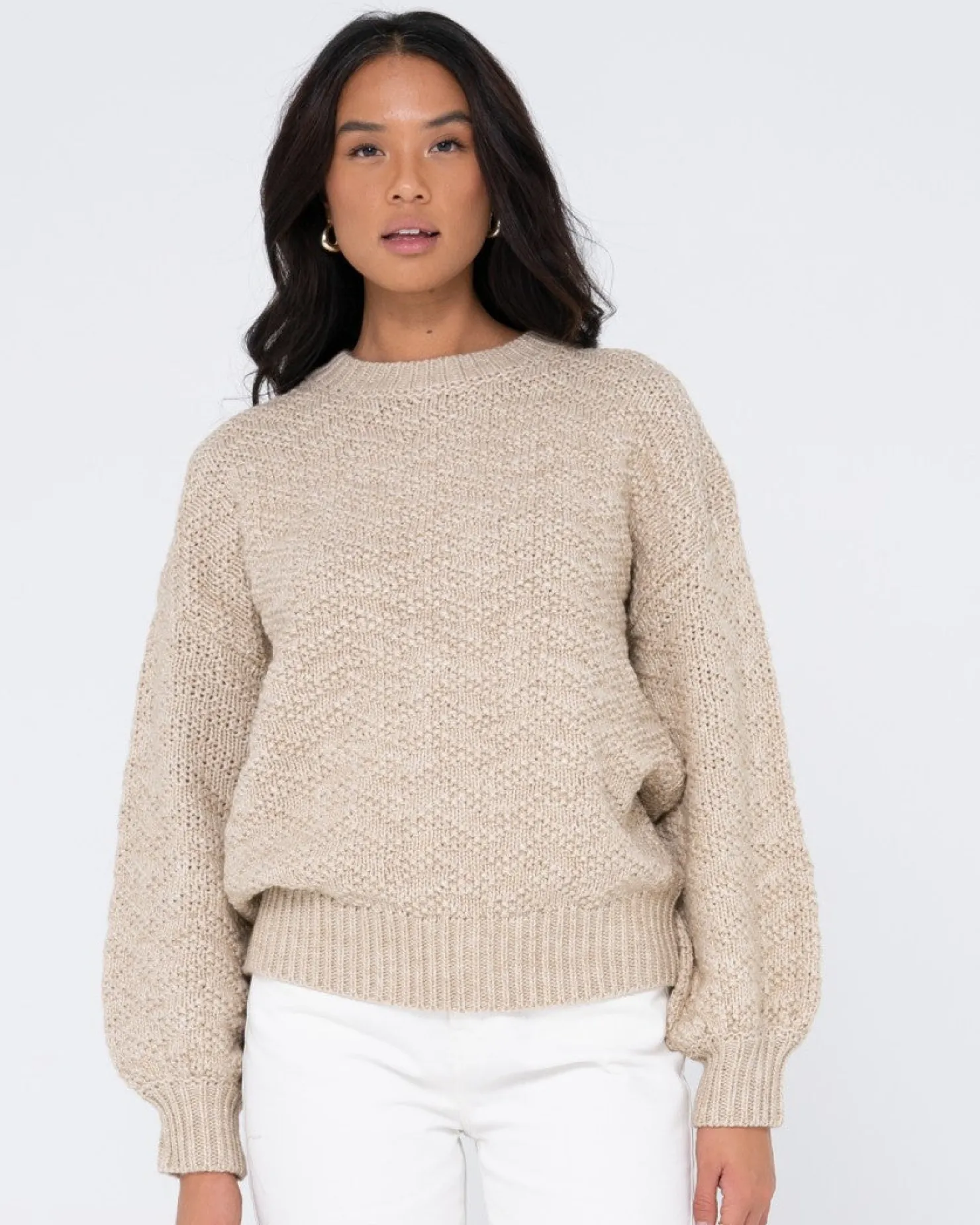 Womens Rusty Loulou Relaxed Chunky Crew Neck Knit