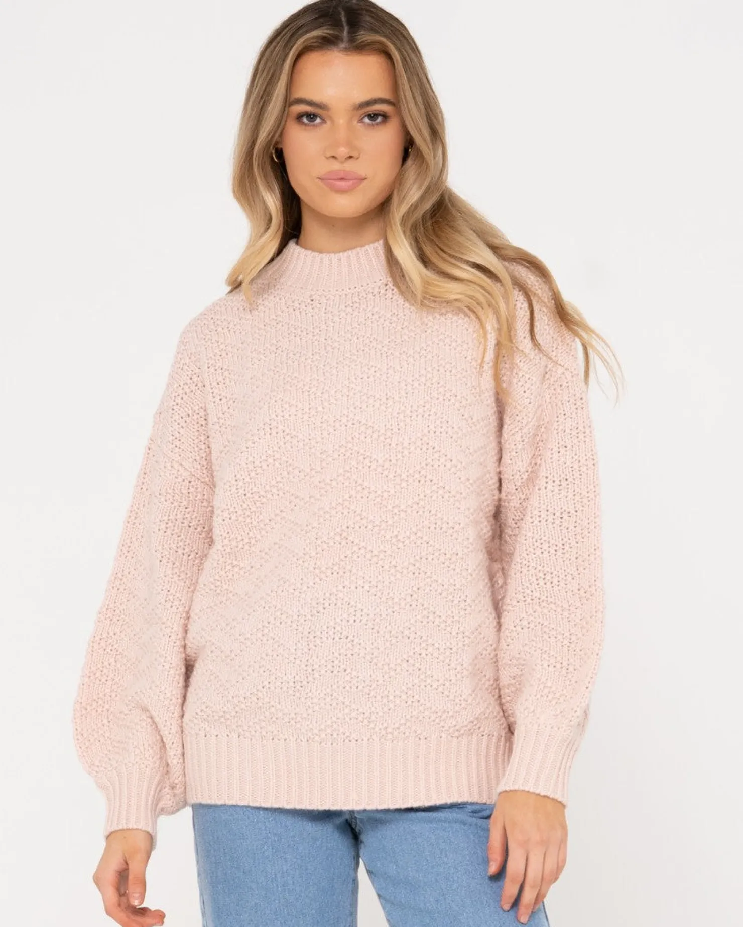 Womens Rusty Loulou Relaxed Chunky Crew Neck Knit