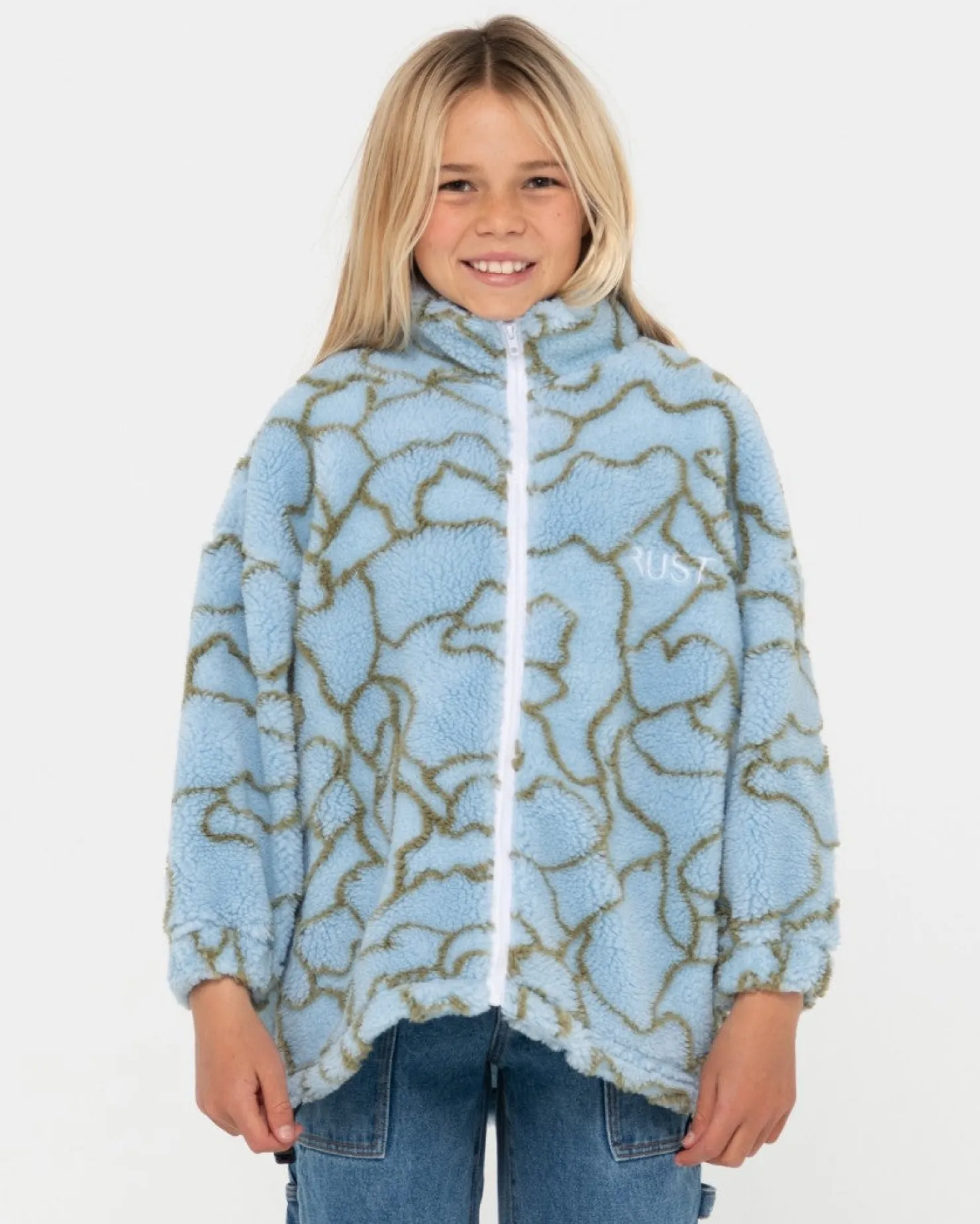 Kids Rusty Low Tides Zip Through Sherpa Fleece Girl