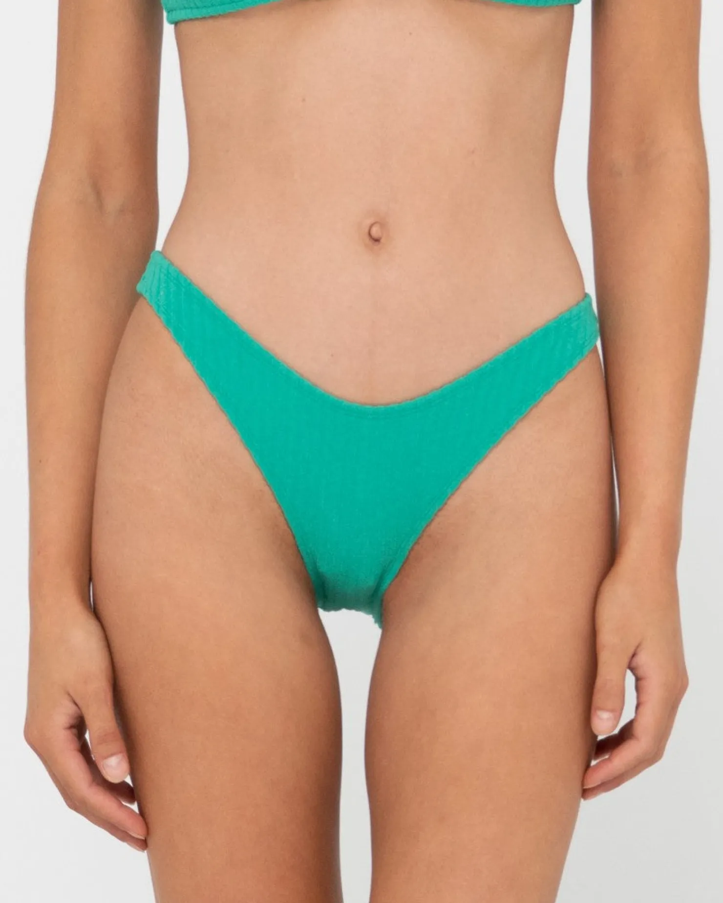 Womens Rusty Lucky Rib Towelling Midi Bikini Bottom