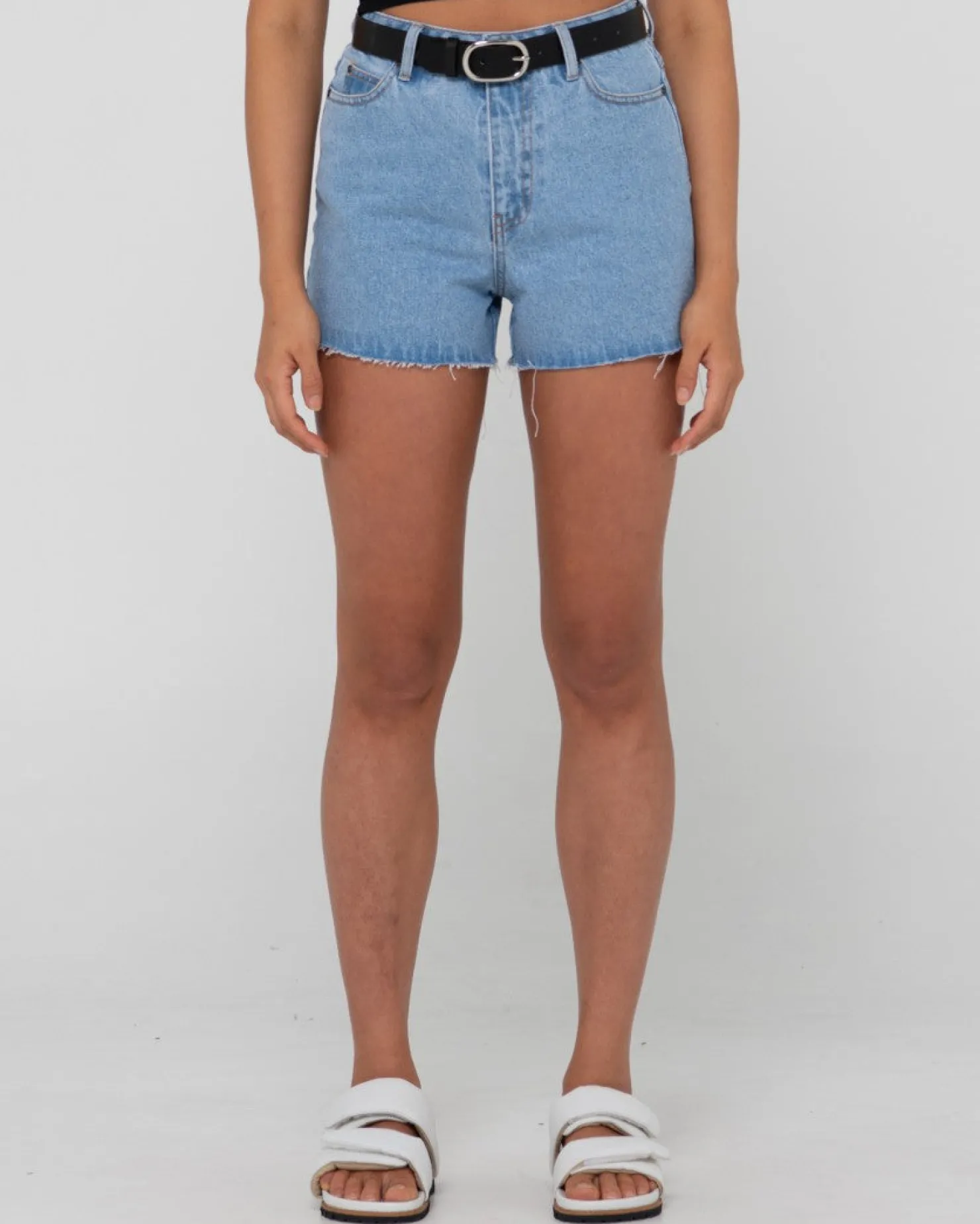 Womens Rusty Malta High Waisted Frayed Denim Short