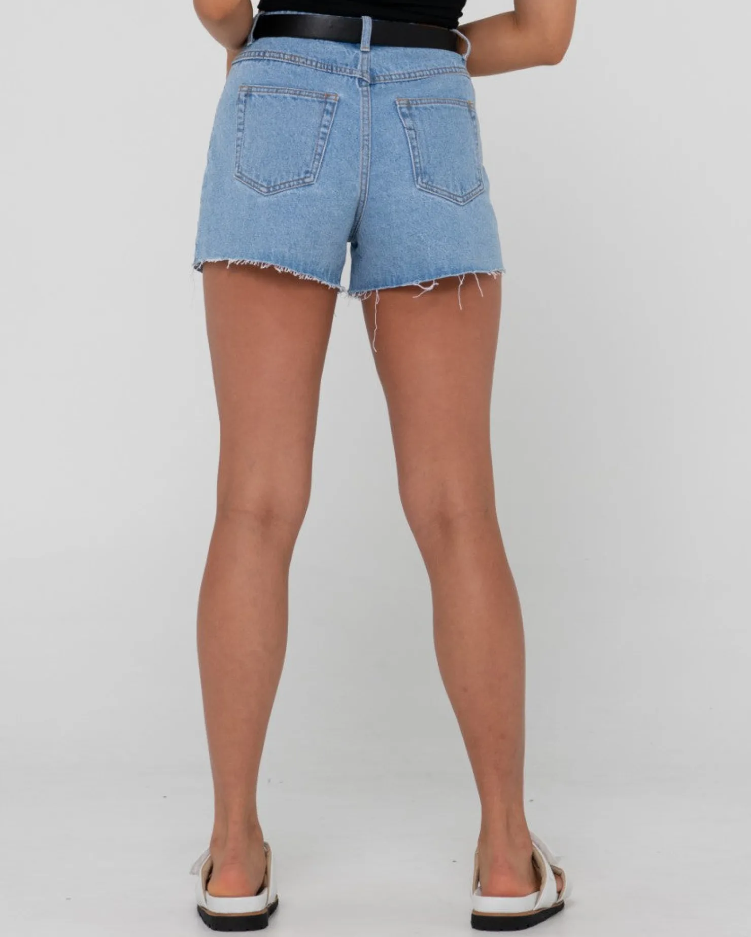 Womens Rusty Malta High Waisted Frayed Denim Short