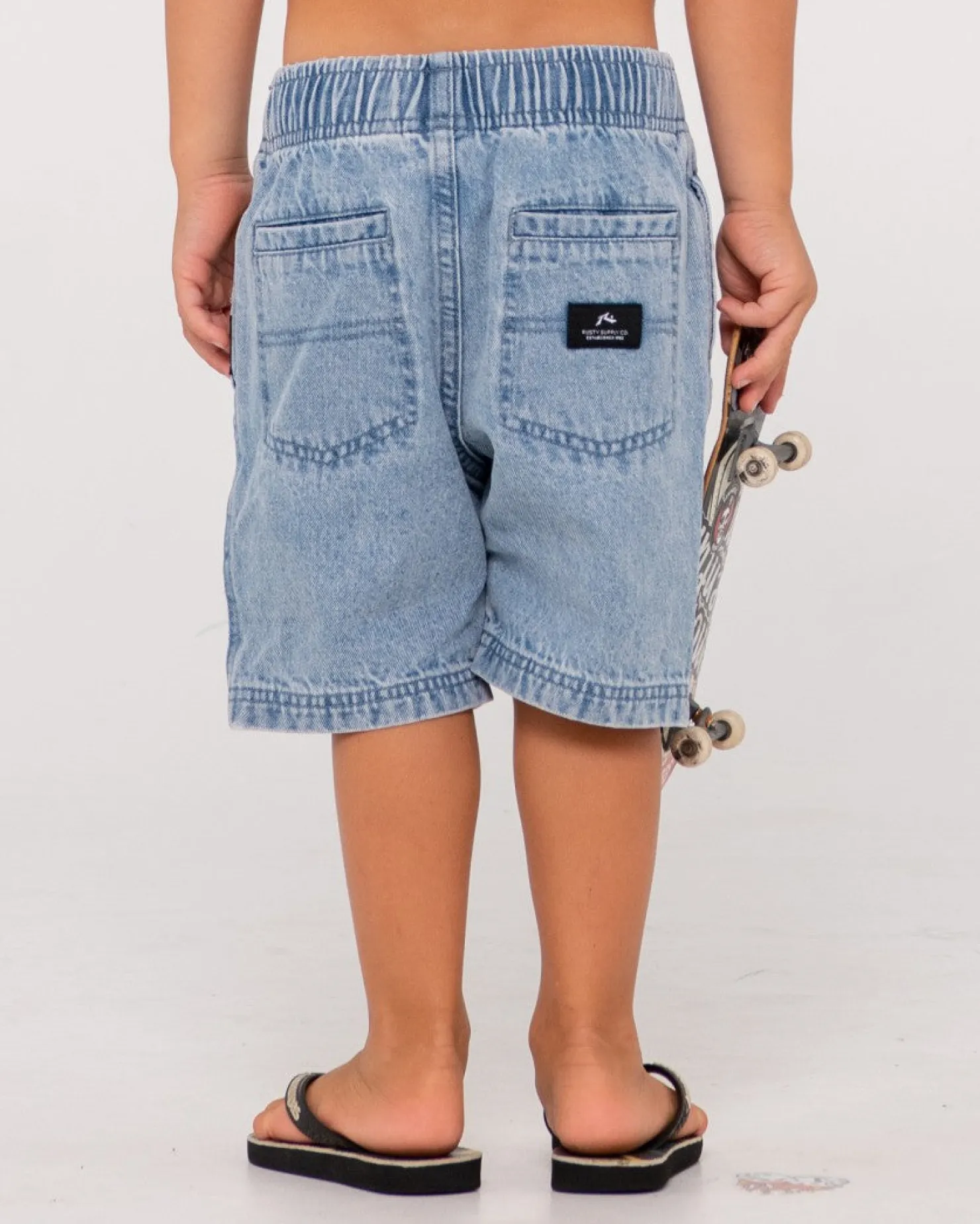 Kids Rusty Manila Folder Denim Elastic Short Runts