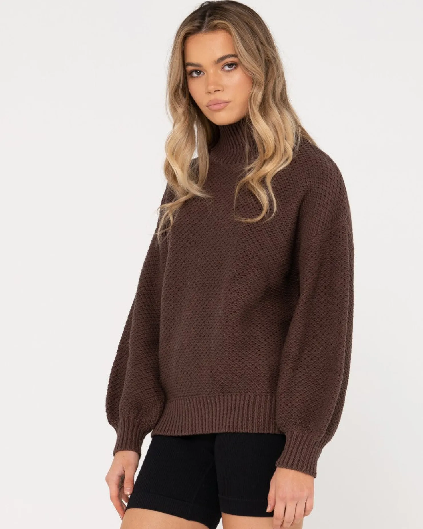 Womens Rusty Marlow Relaxed Chunky Mock Neck Knit