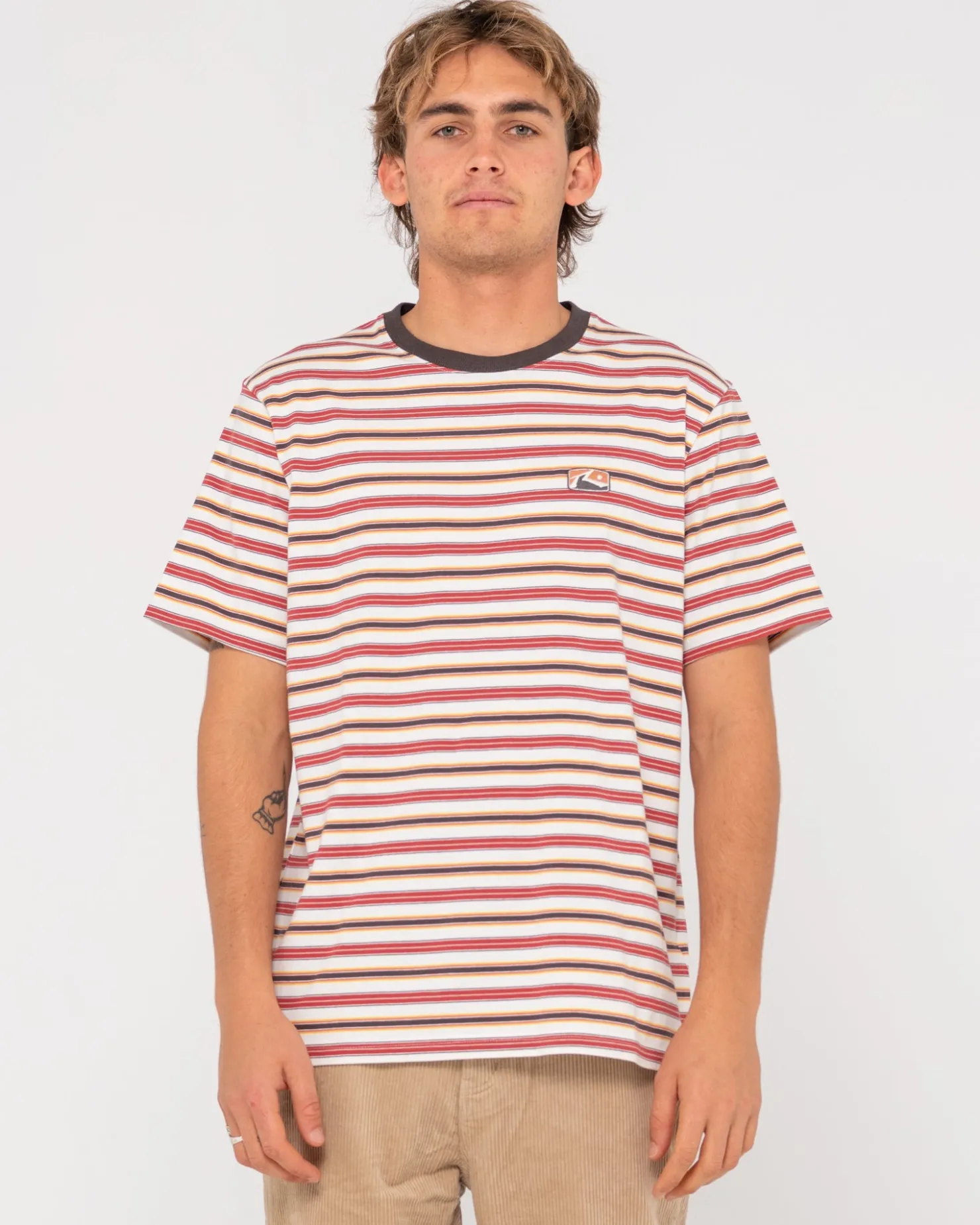 Mens Rusty Noble Short Sleeve Striped Tee