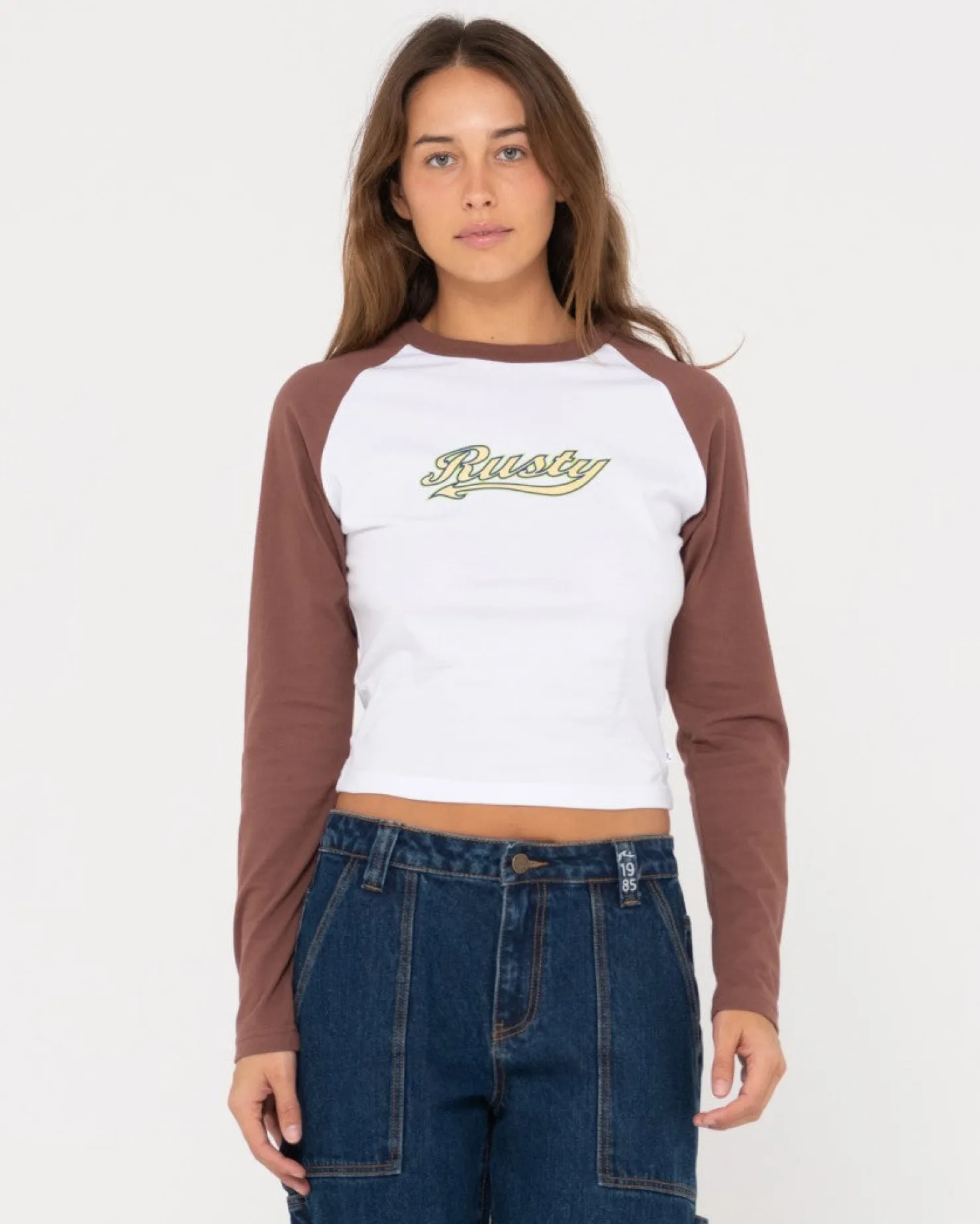 Womens Rusty Norty Long Sleeve Raglan Baby Tee