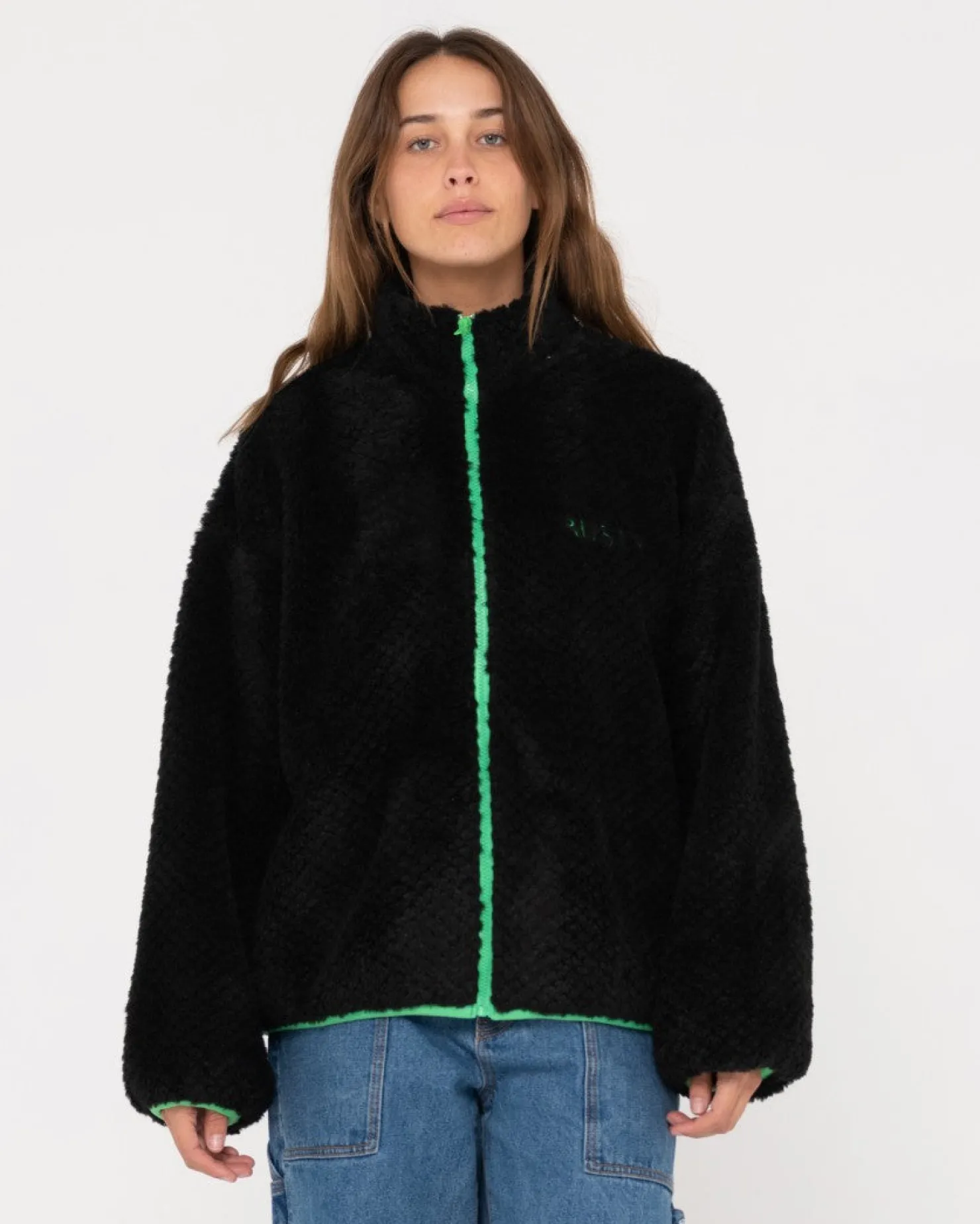 Womens Rusty Ollie Sherpa Zip Through Fleece