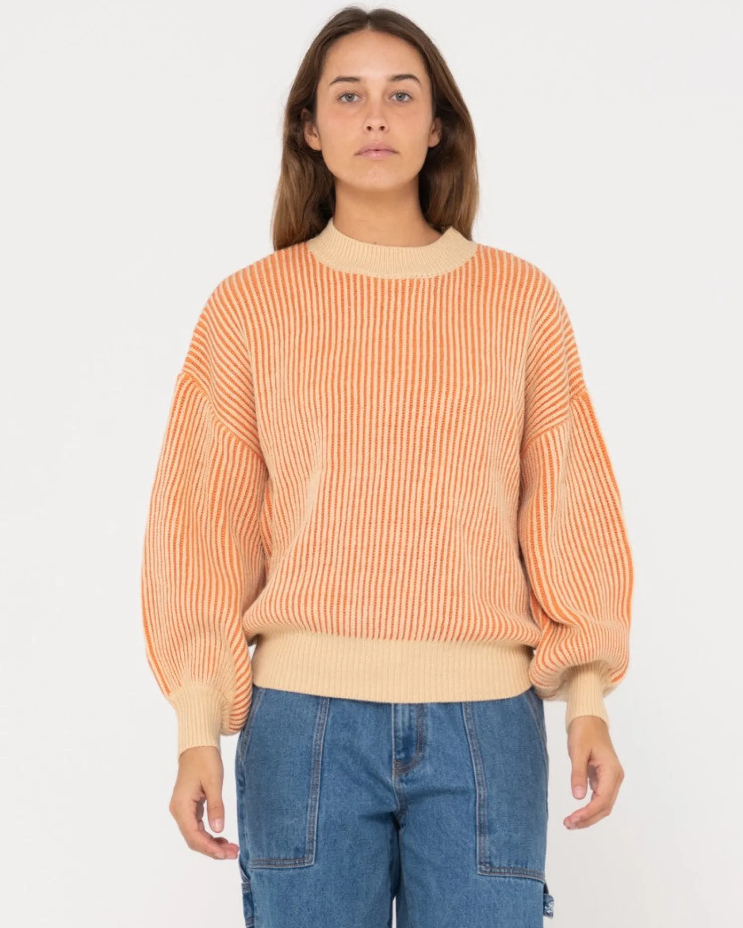 Womens Rusty Ora Relaxed Fit Mock Neck Knit