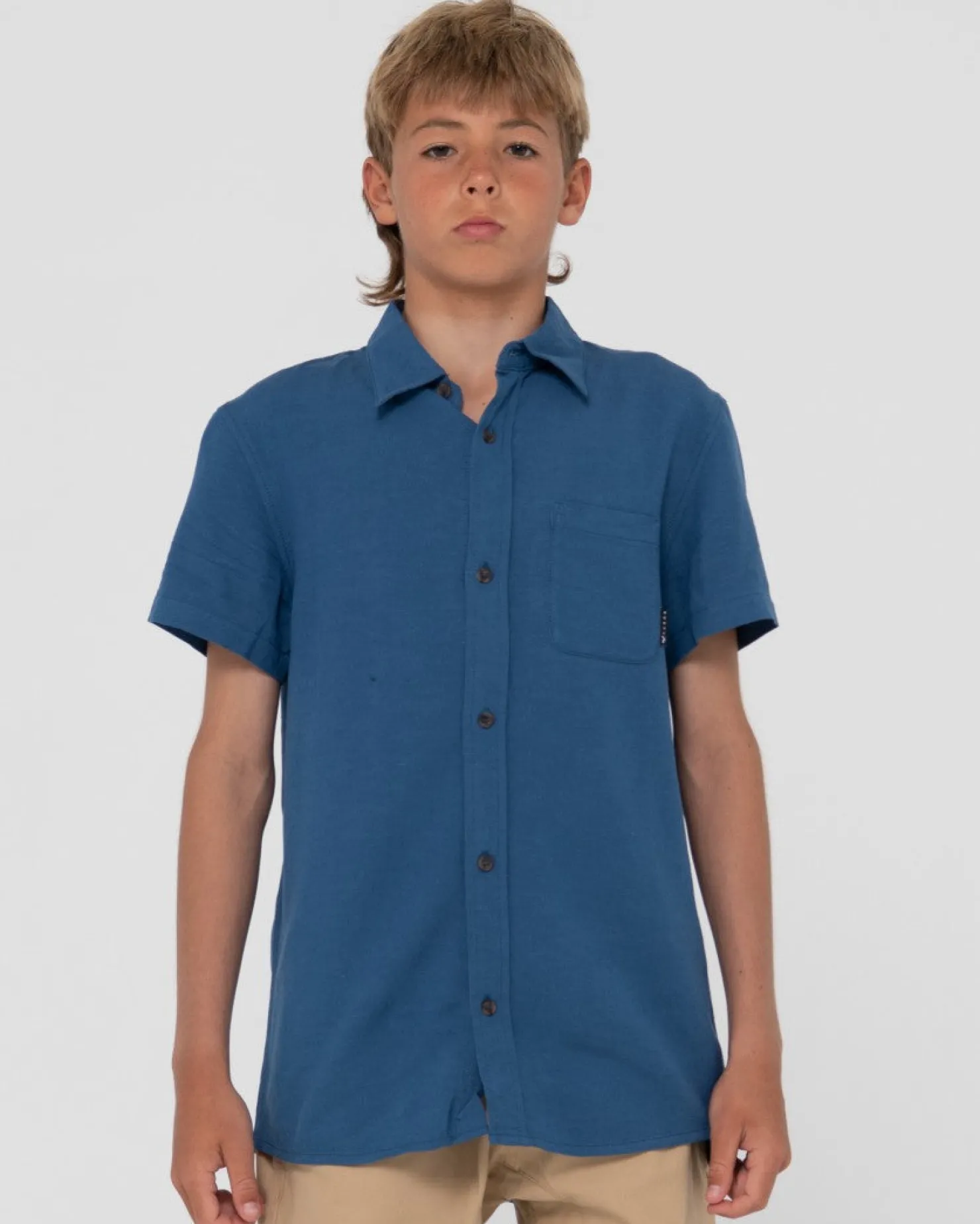 Kids Rusty Overtone Short Sleeve Linen Shirt Boys