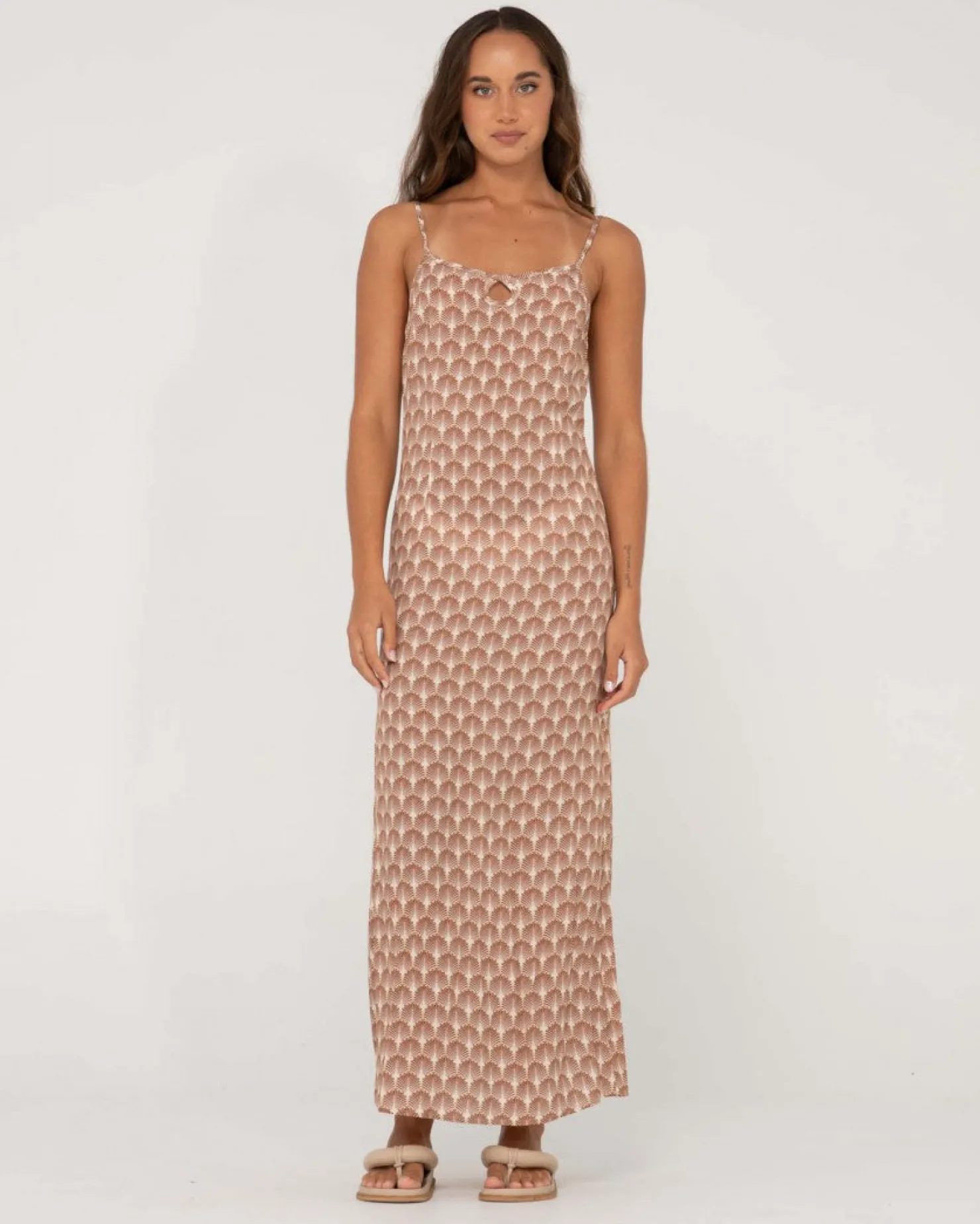 Womens Rusty Panama Printed Cut Out Maxi Dress