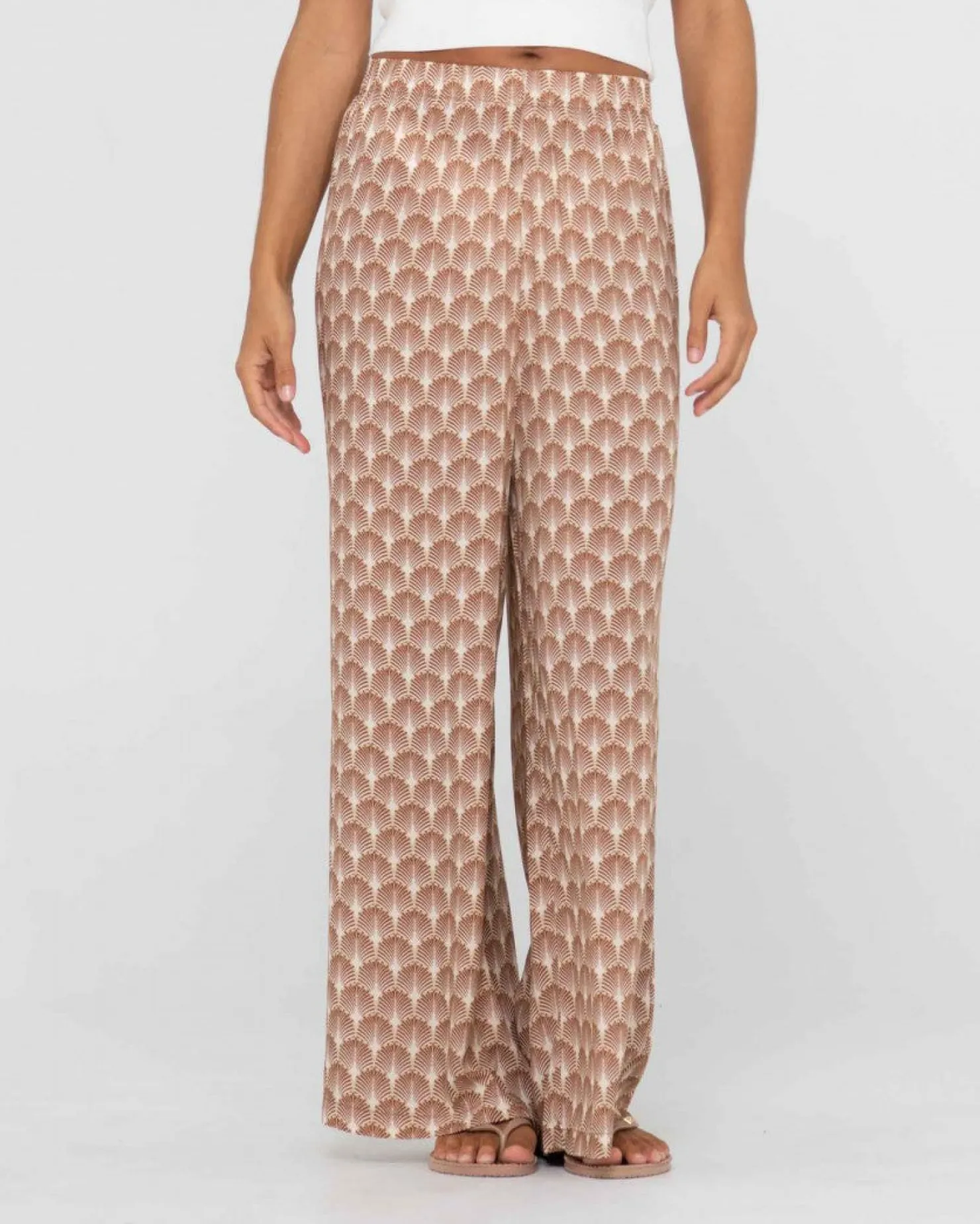 Womens Rusty Panama Printed High Waisted Pants