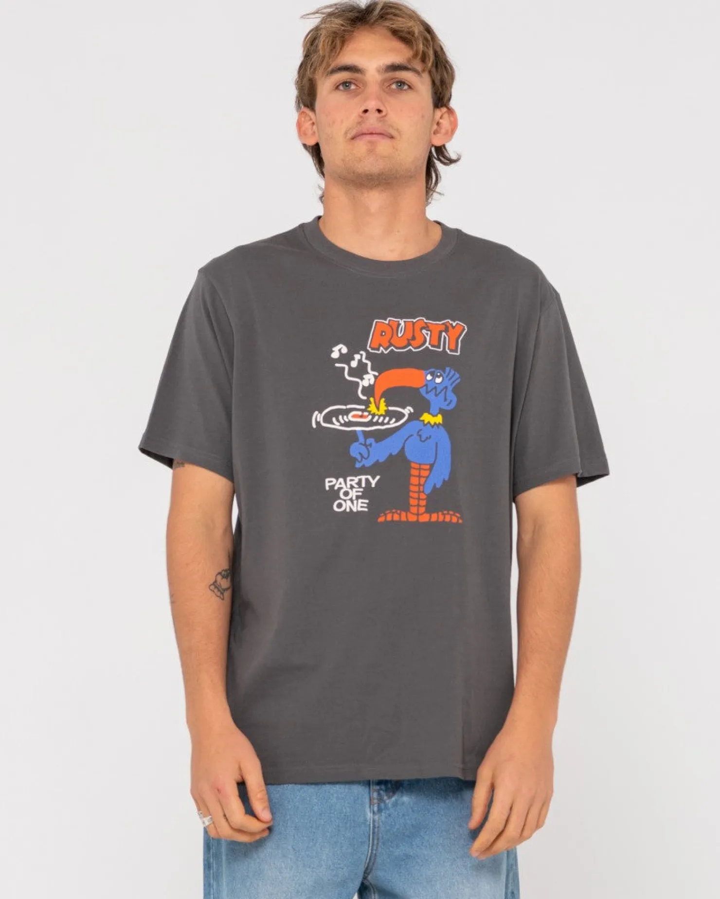 Mens Rusty Party Of One Short Sleeve Graphic Tee