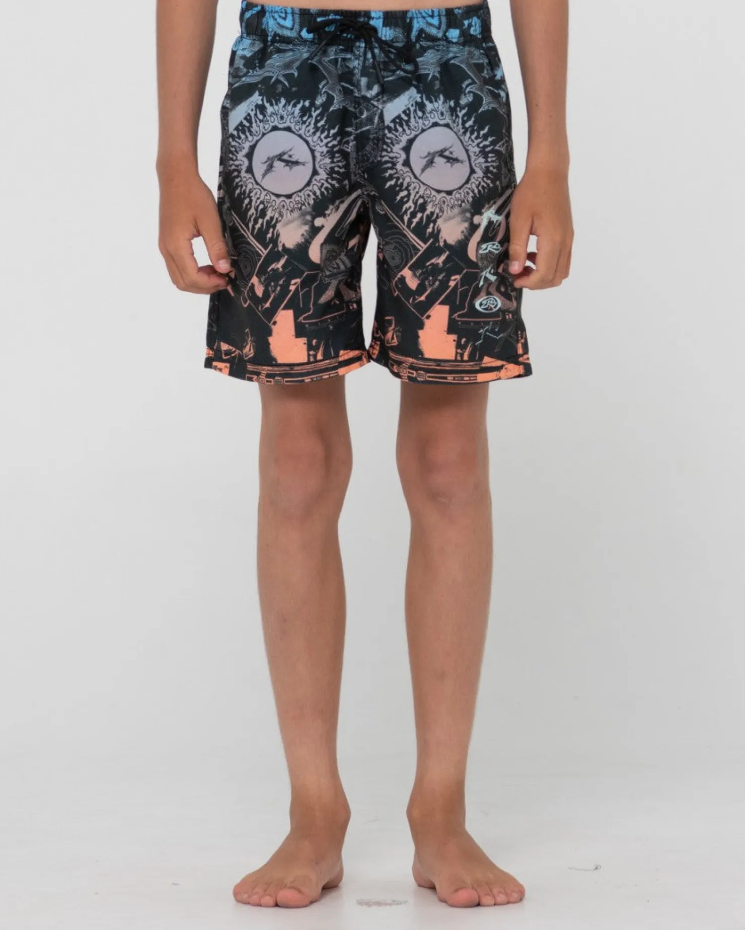 Kids Rusty Paste Up Printed Elastic Boardshort Boys