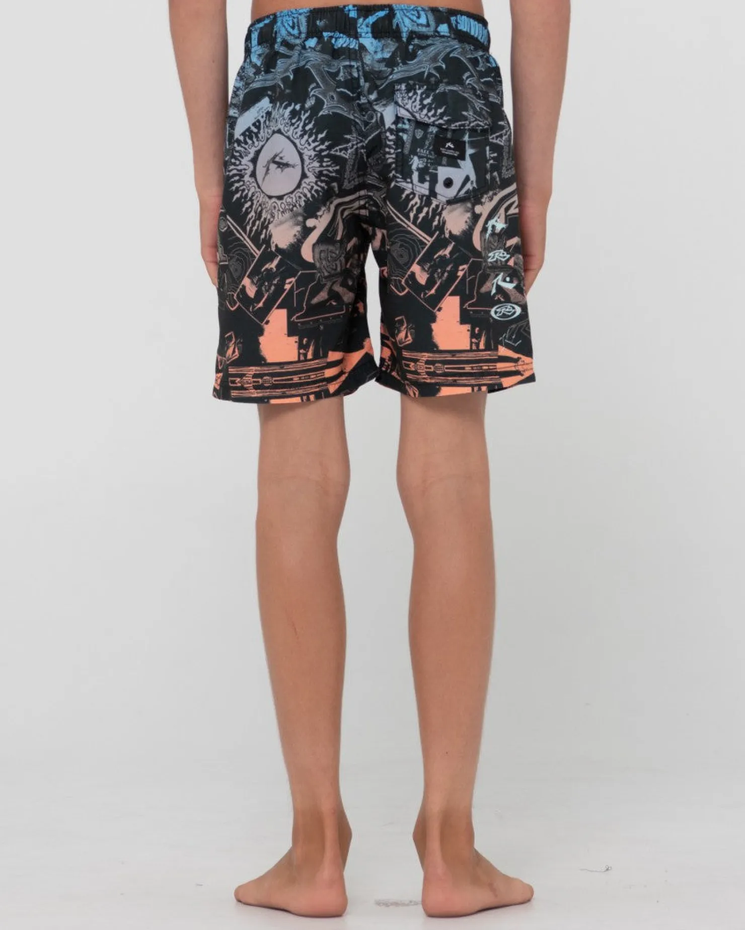 Kids Rusty Paste Up Printed Elastic Boardshort Boys