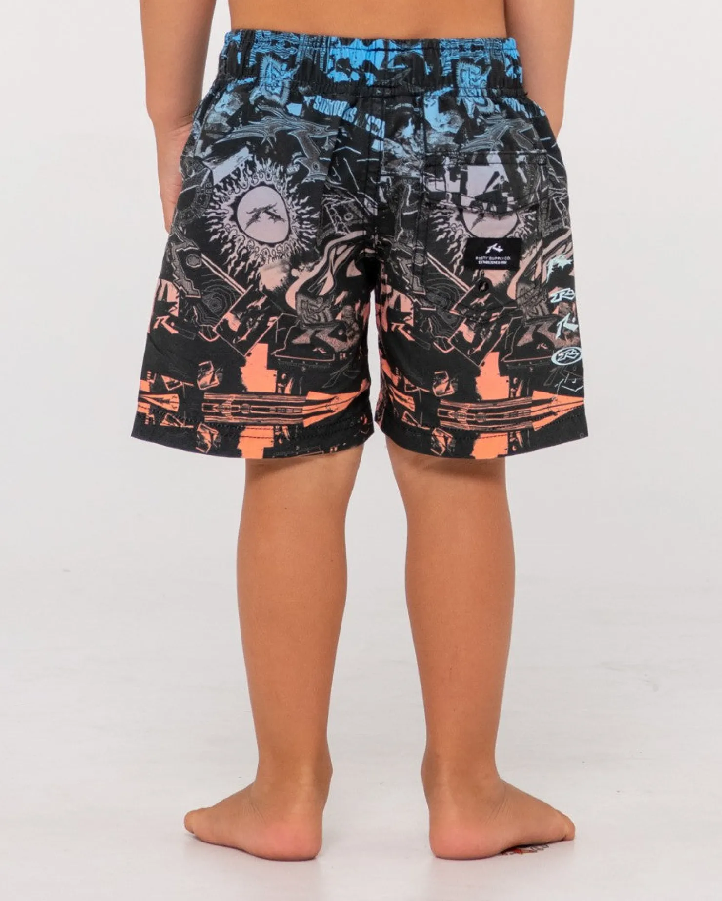 Kids Rusty Paste Up Printed Elastic Boardshort Runts