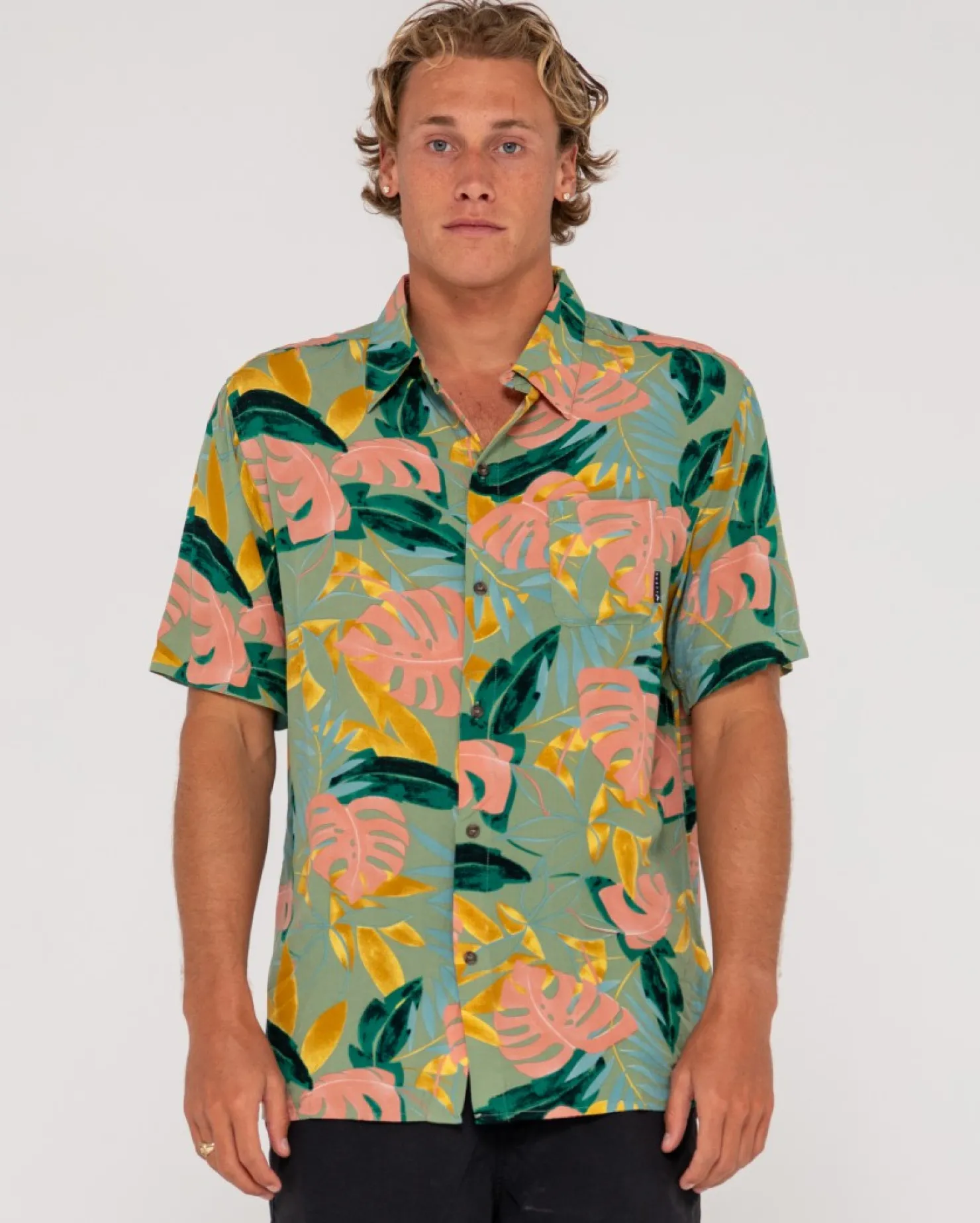 Mens Rusty Pastel Paradise Relaxed Fit Short Sleeve Shirt