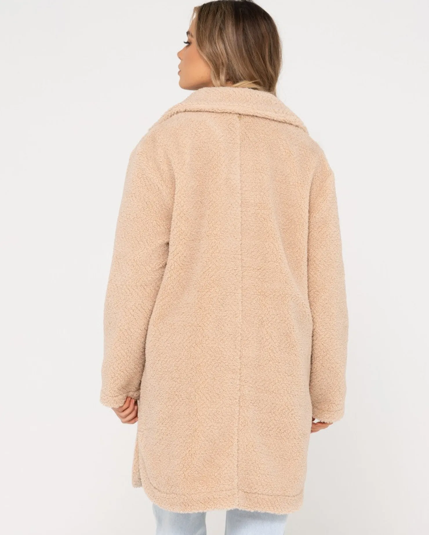 Womens Rusty Penelope Long Relaxed Fit Sherpa Coat