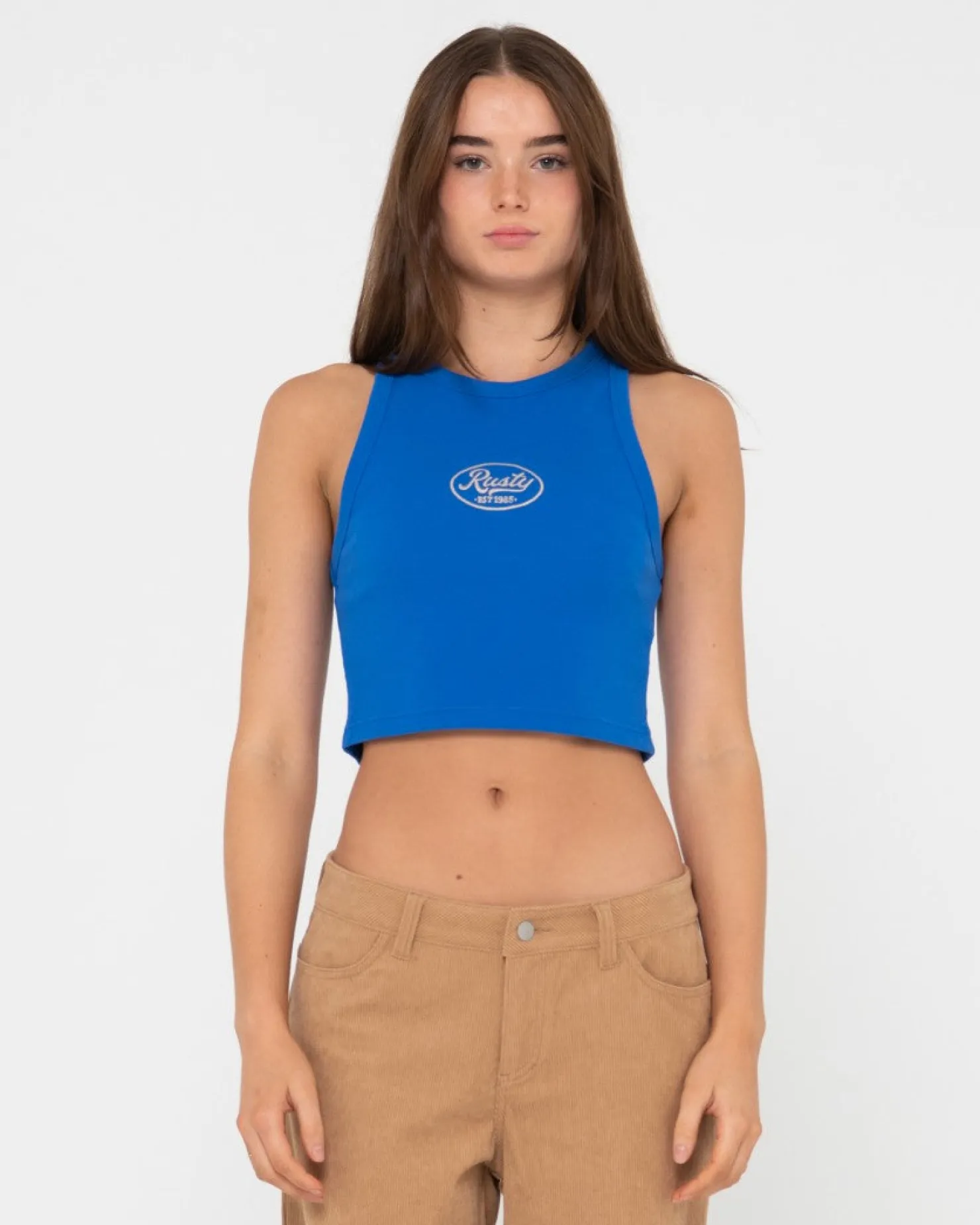 Womens Rusty Pit Stop Ribbed Racer Tank