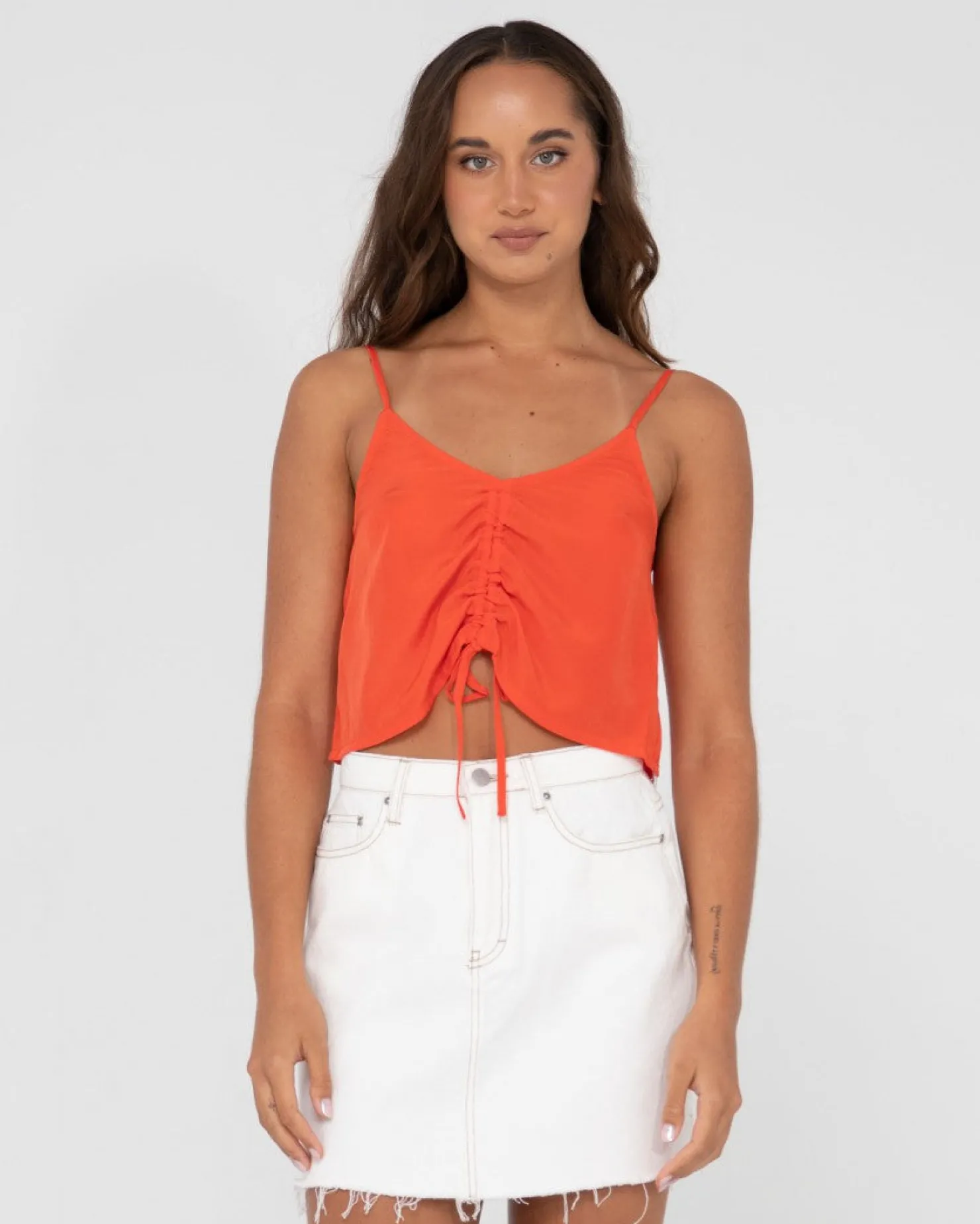 Womens Rusty Porter Ruched Cami Crop Top