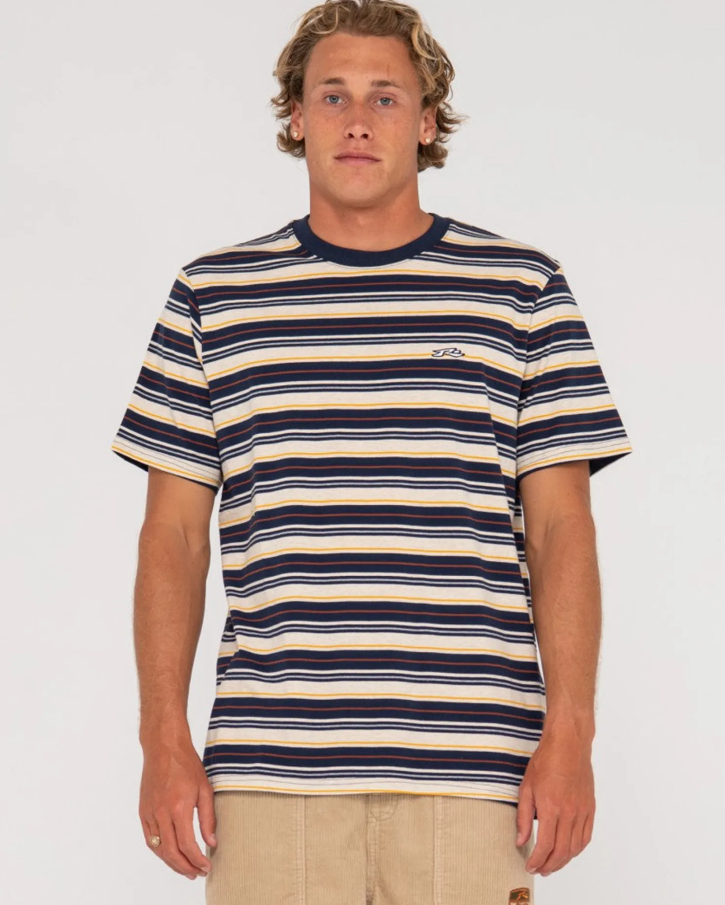 Mens Rusty Richie Rich Short Sleeve Stripe Tee