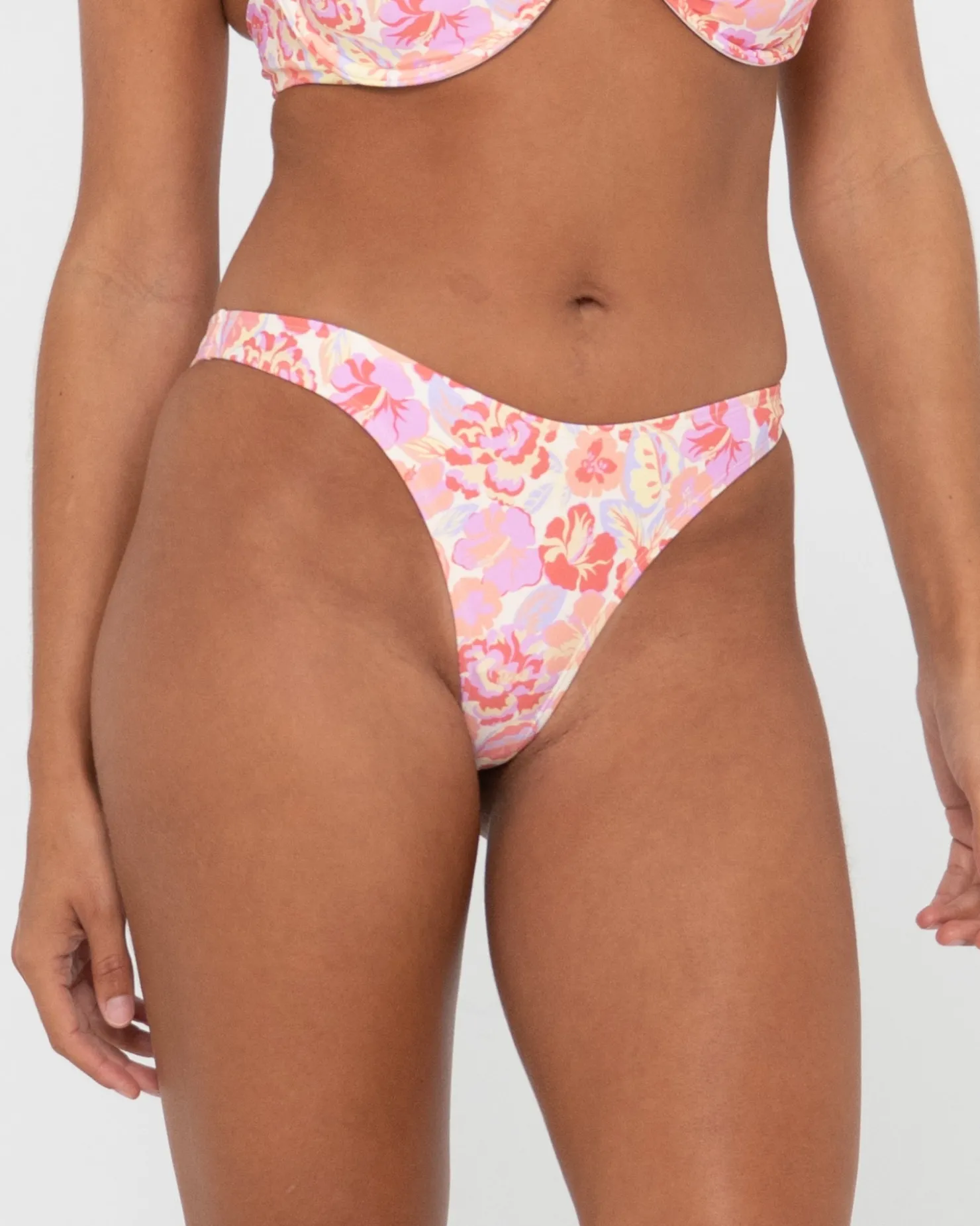 Womens Rusty Rio Hibiscus Printed Brazilian Bikini Bottom