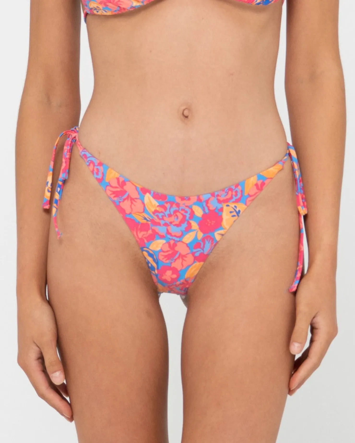 Womens Rusty Rio Hibiscus Printed Brazilian Side Tie Bikini Bottom