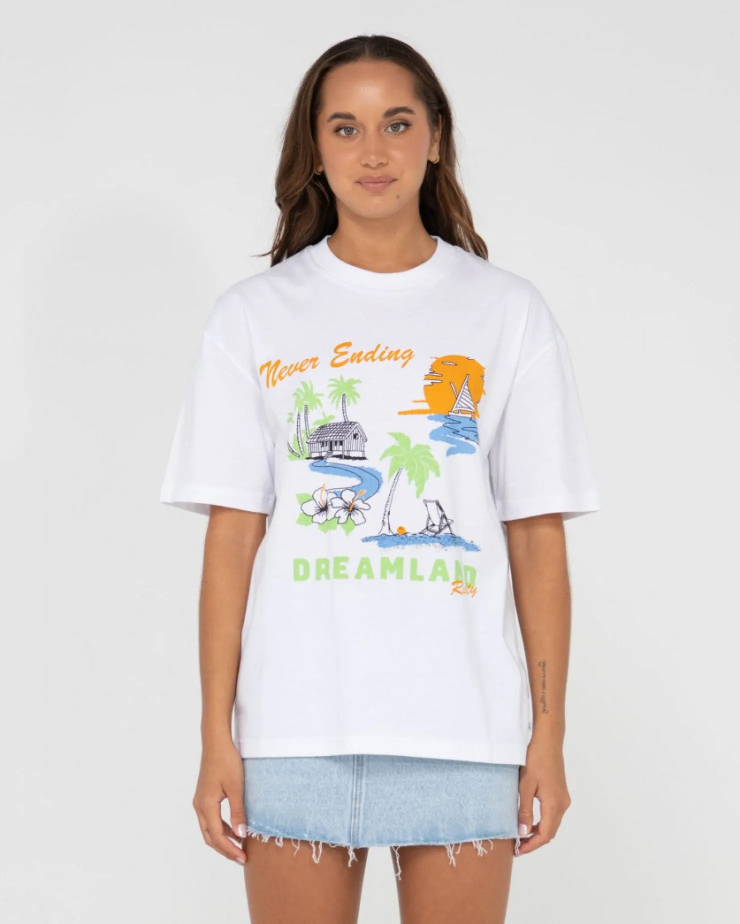 Womens Rusty Dreamland Oversized Graphic Tee