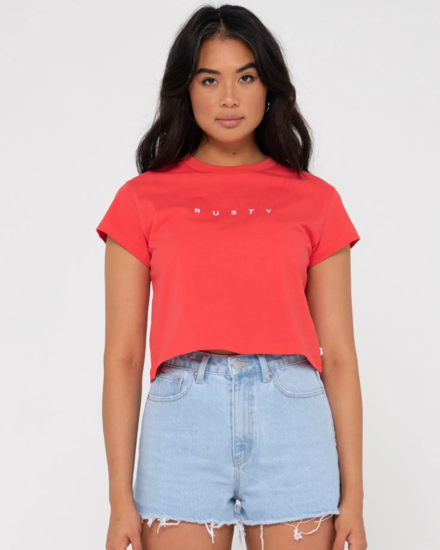 Womens Rusty Essentials Classic Crop Tee