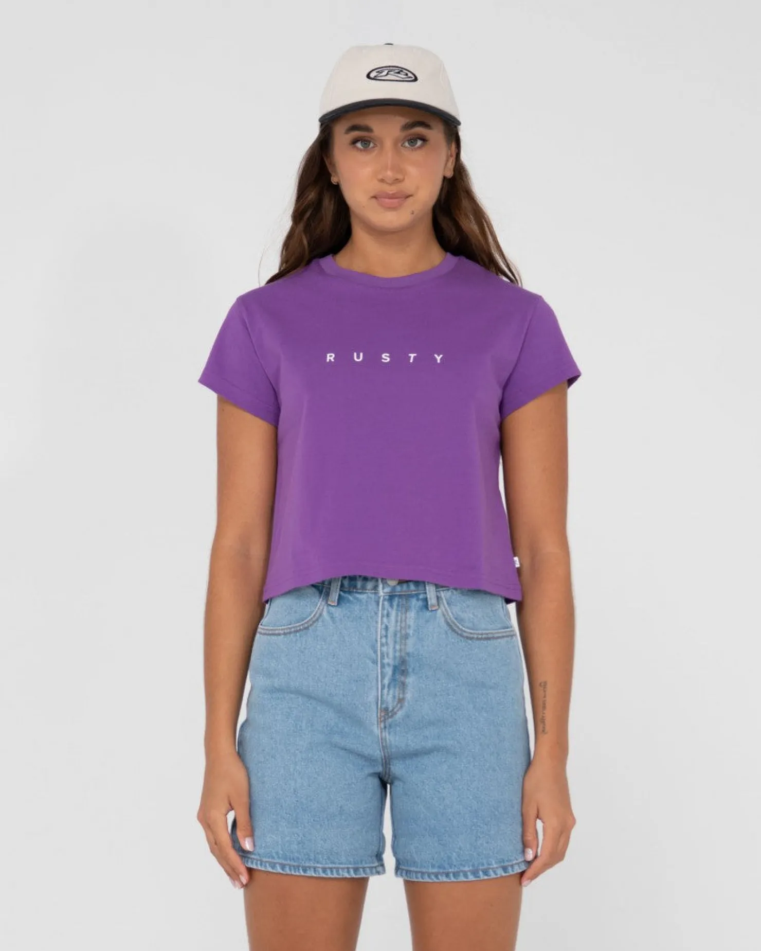 Womens Rusty Essentials Classic Crop Tee