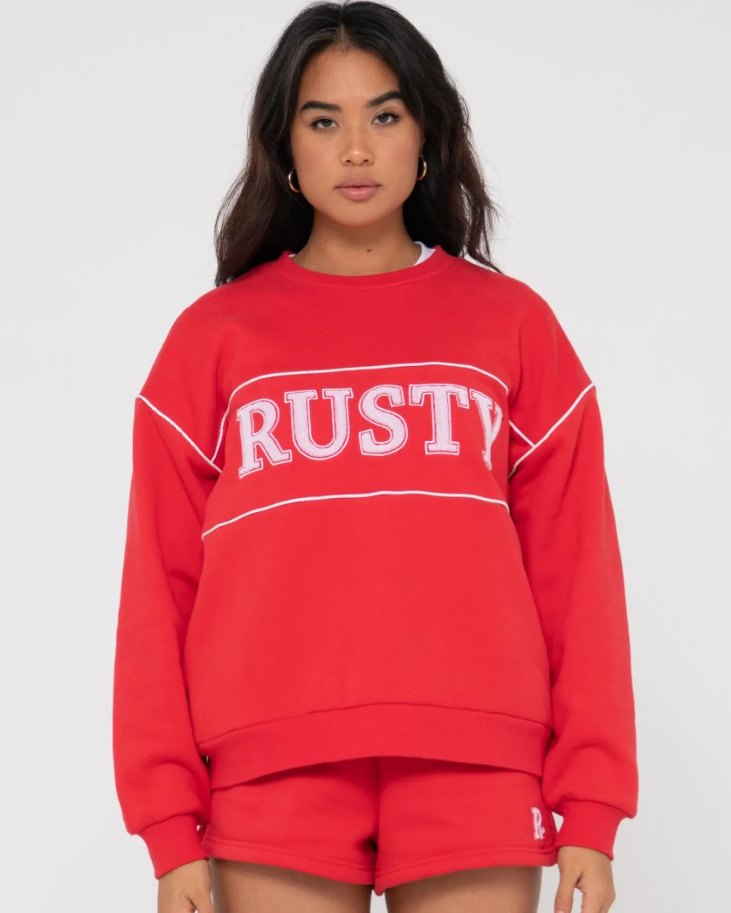 Womens Rusty Line Oversize Crew Fleece