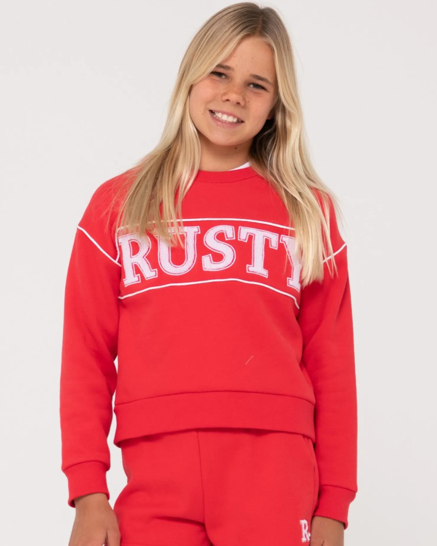 Kids Rusty Line Oversize Crew Fleece Girls