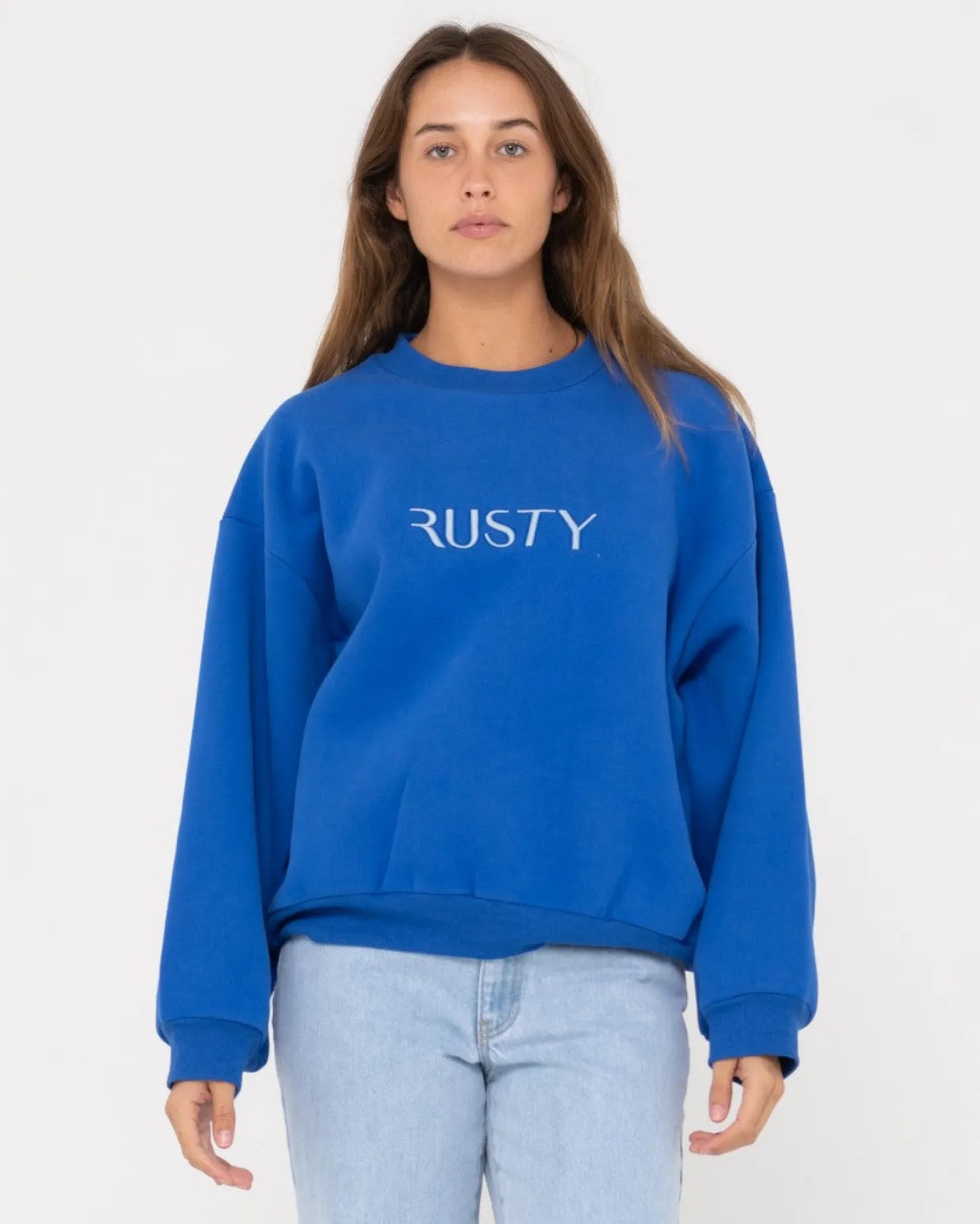 Womens Rusty Signature Oversize Crew Fleece